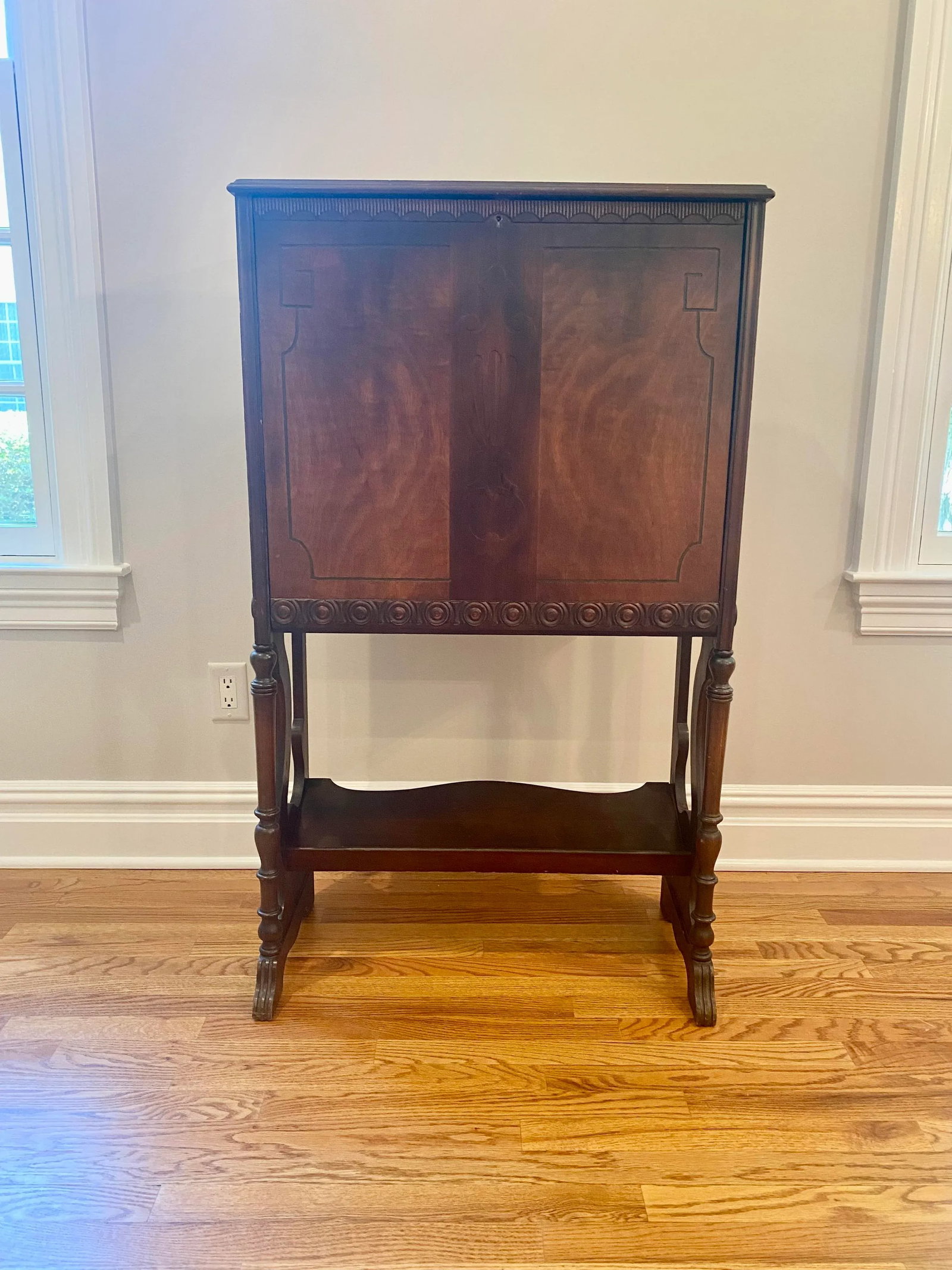 Vintage Mahogany Secretary With Flip Down Desk and Storage - 13