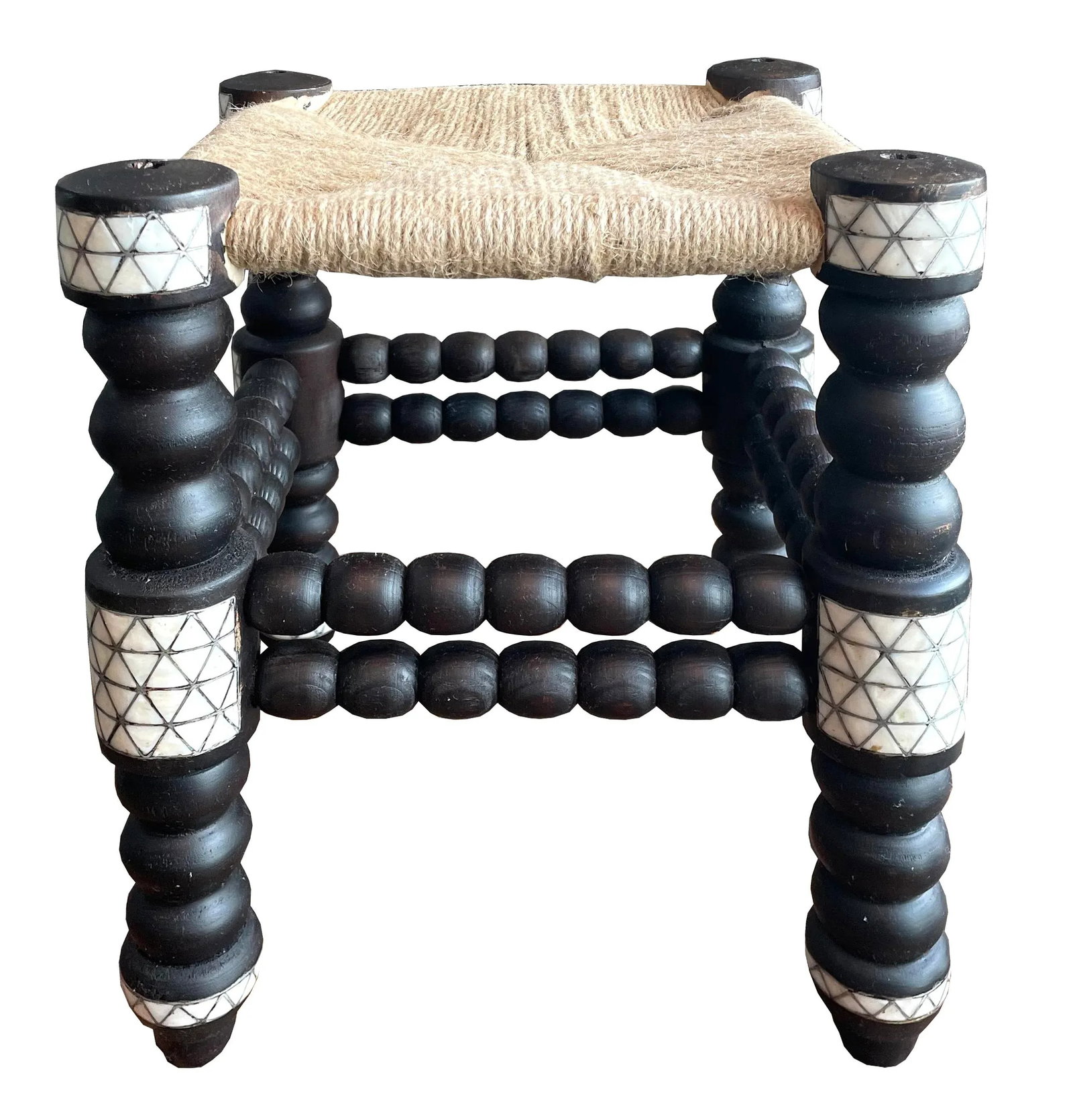 1990s Vintage Mother of Pearl Inlaid Stool - 2