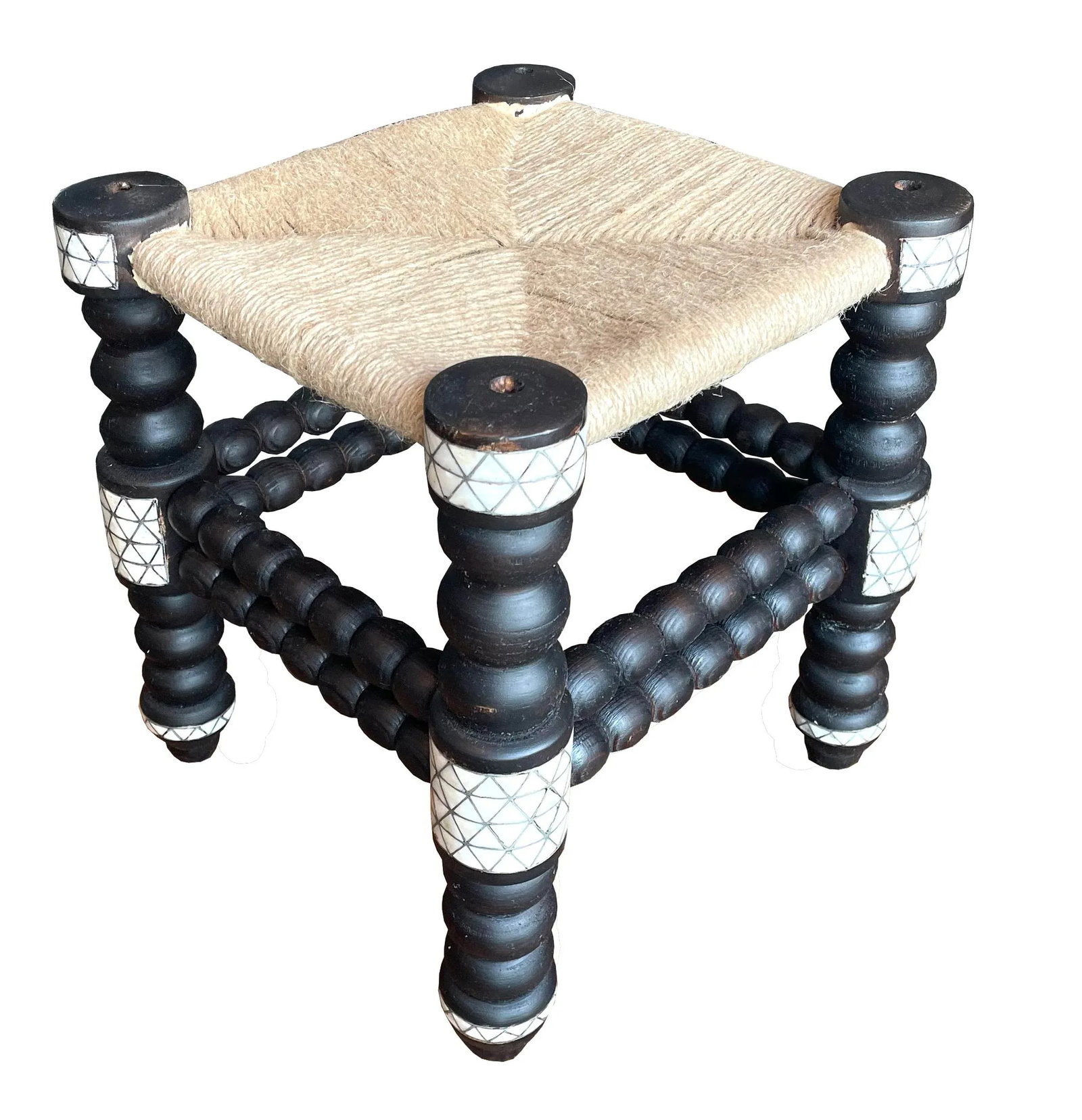 1990s Vintage Mother of Pearl Inlaid Stool - 8