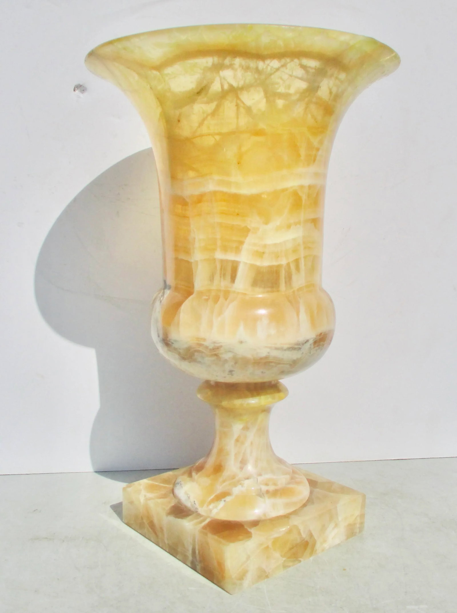 Large Alabaster Crystal Footed Urn Circa 1990s - 2