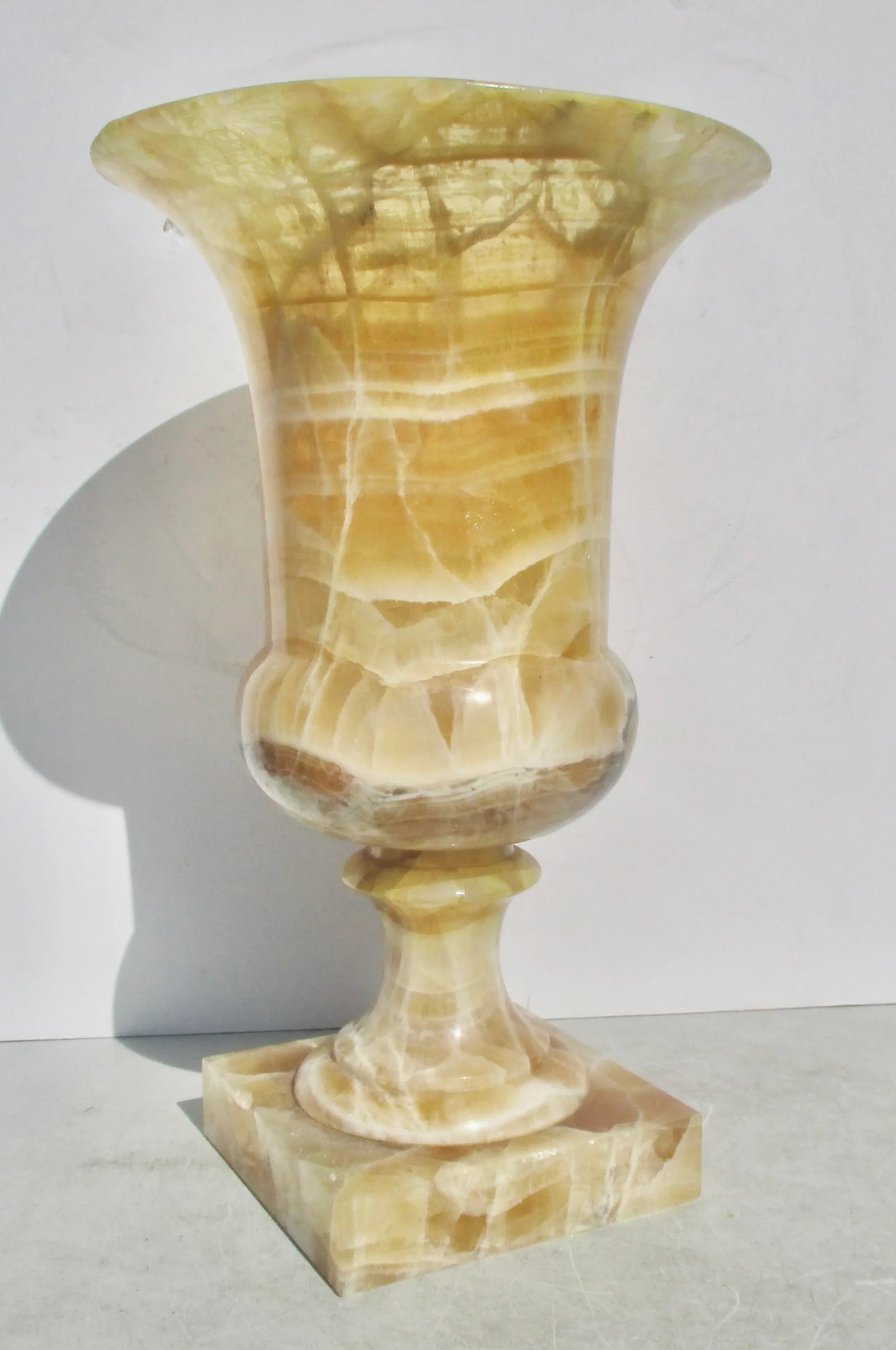 Large Alabaster Crystal Footed Urn Circa 1990s - 4