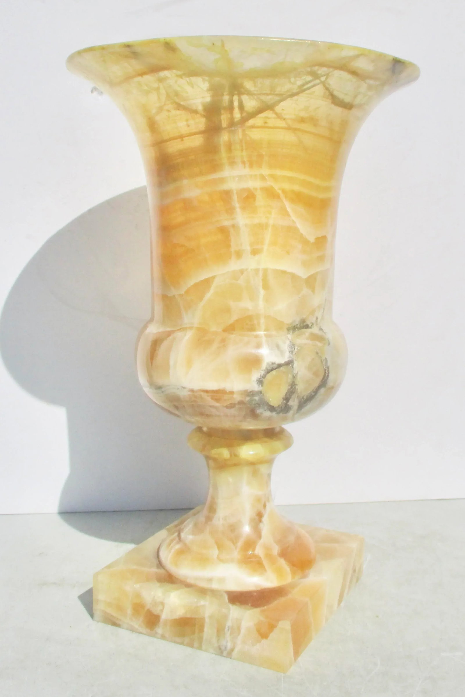 Large Alabaster Crystal Footed Urn Circa 1990s - 5