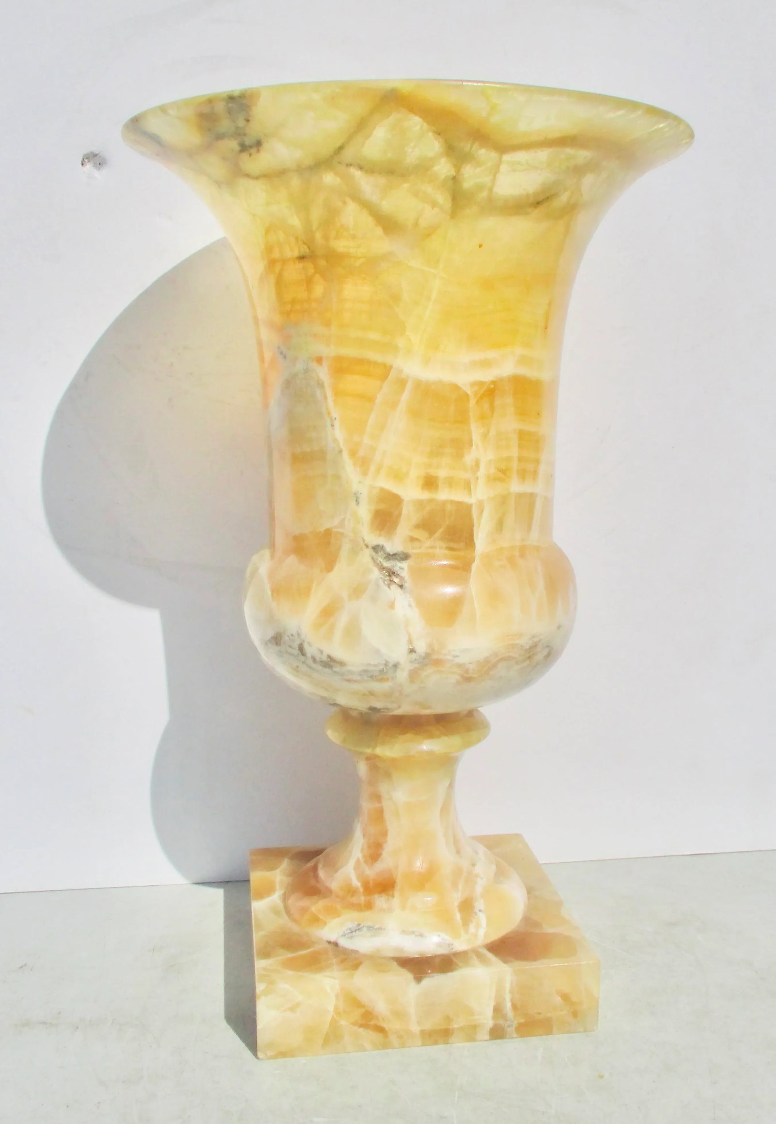 Large Alabaster Crystal Footed Urn Circa 1990s - 9