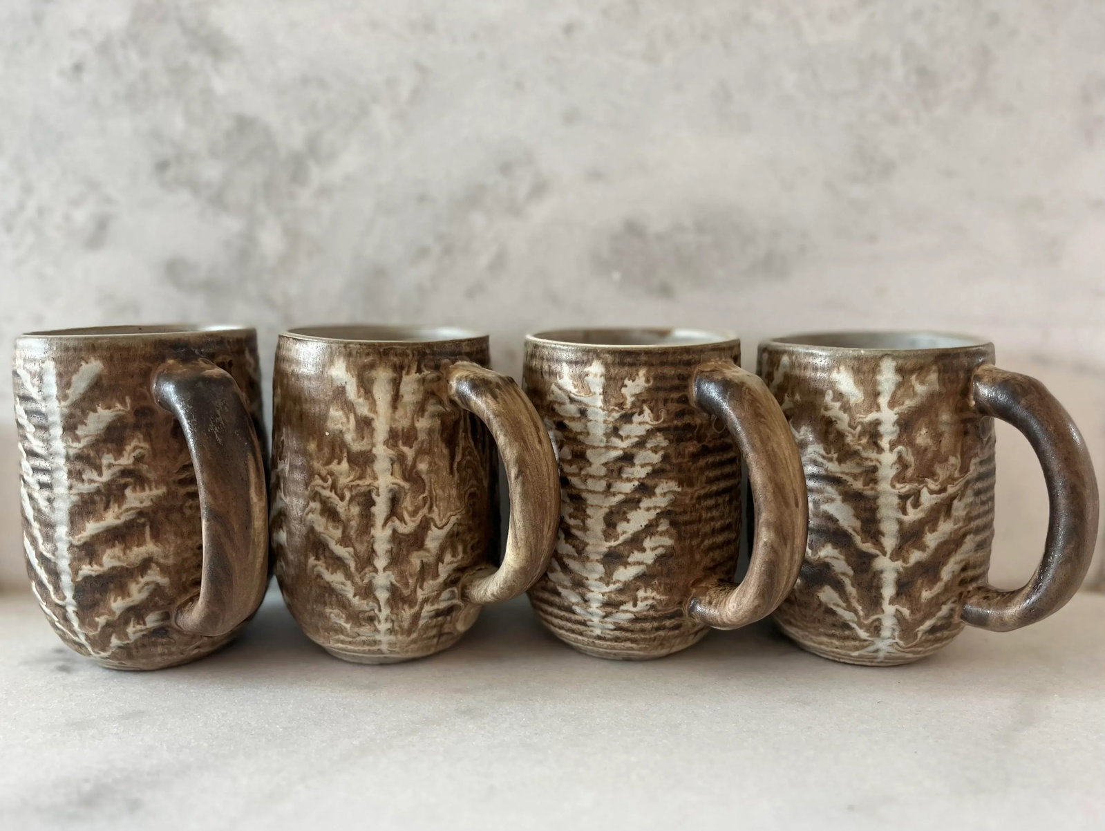Set of 4 Mid Century Ceramic Glazed Stoneware Coffee Mugs by Design Technics - 2