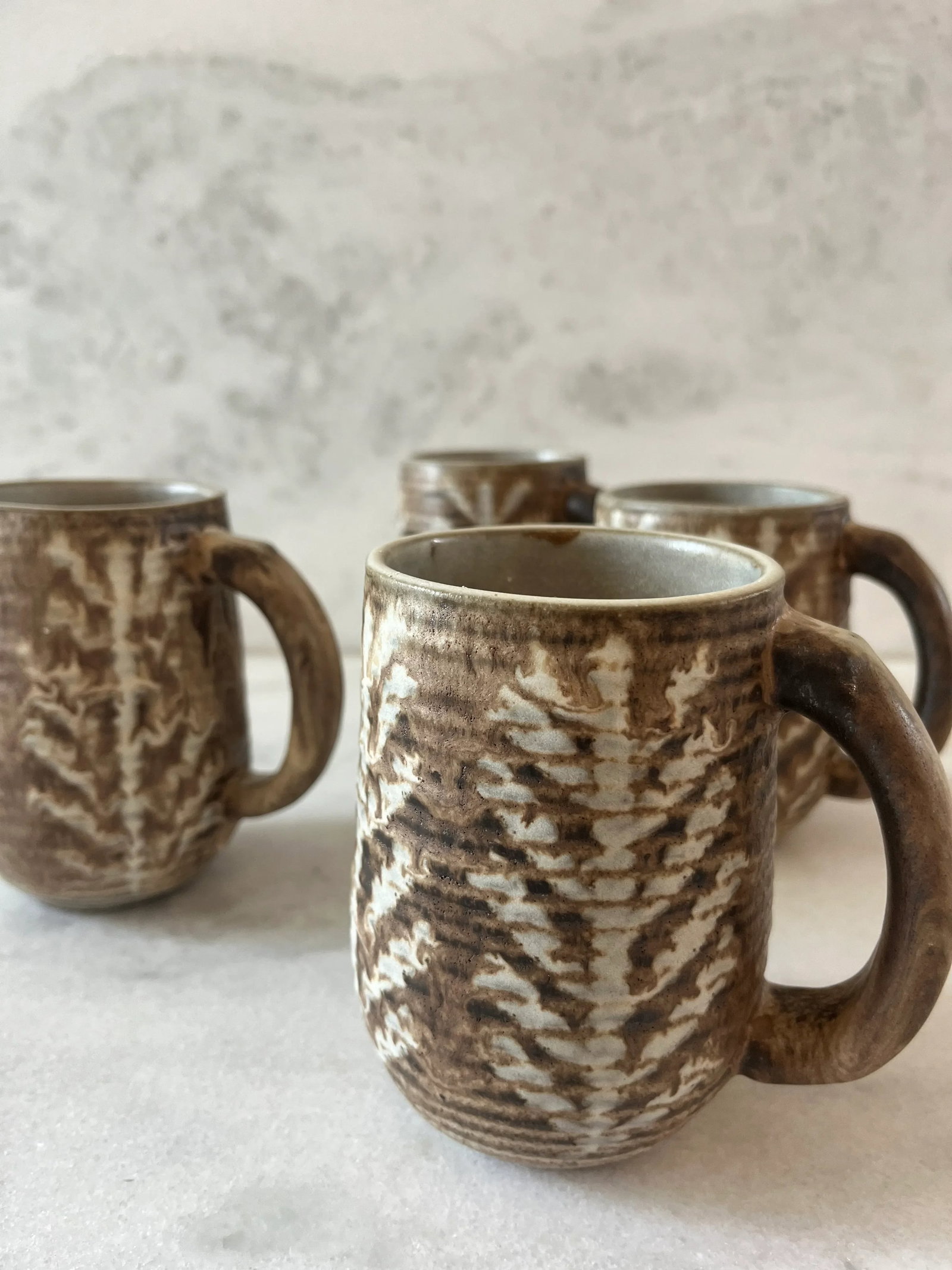 Set of 4 Mid Century Ceramic Glazed Stoneware Coffee Mugs by Design Technics - 3