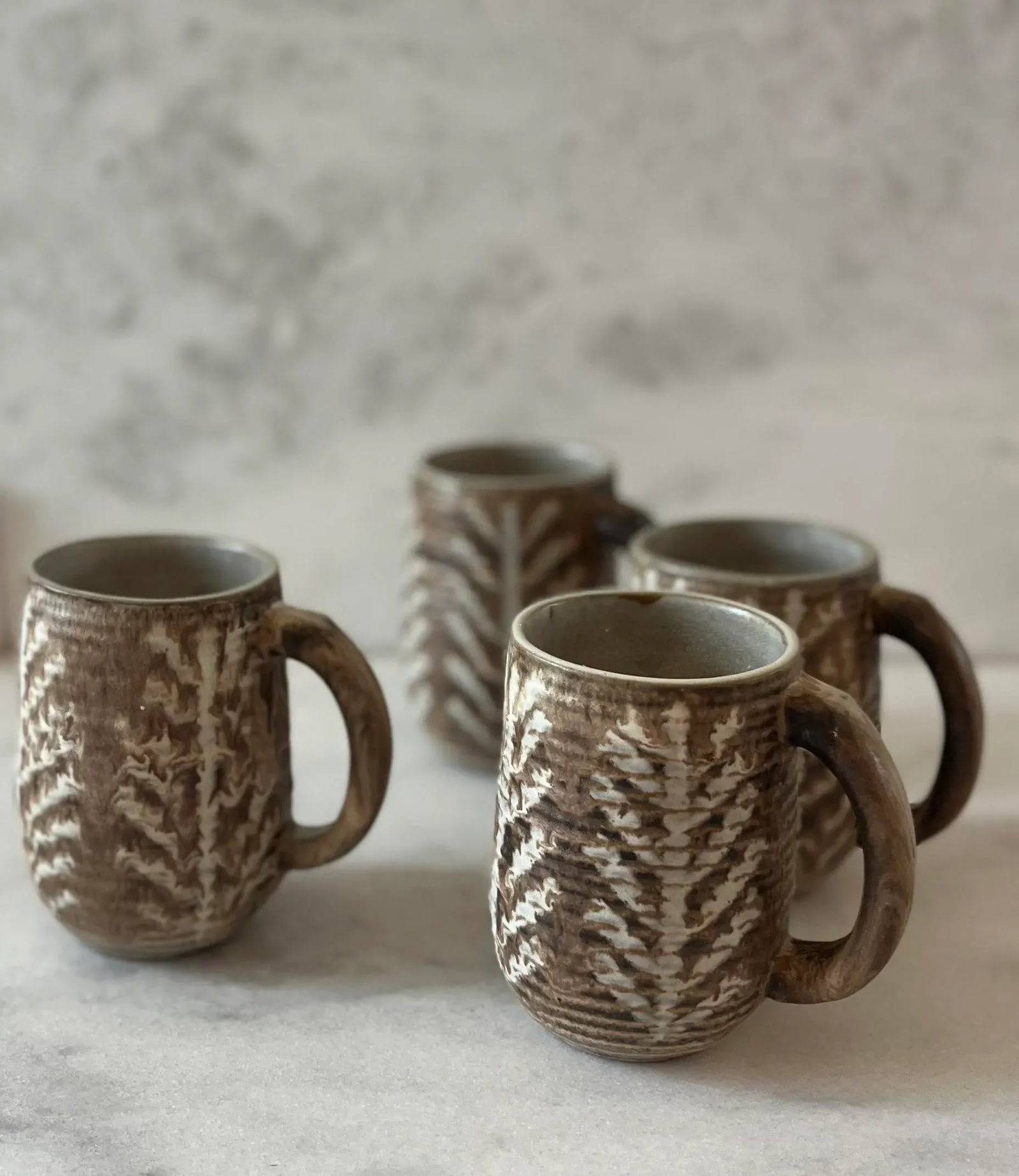 Set of 4 Mid Century Ceramic Glazed Stoneware Coffee Mugs by Design Technics - 4
