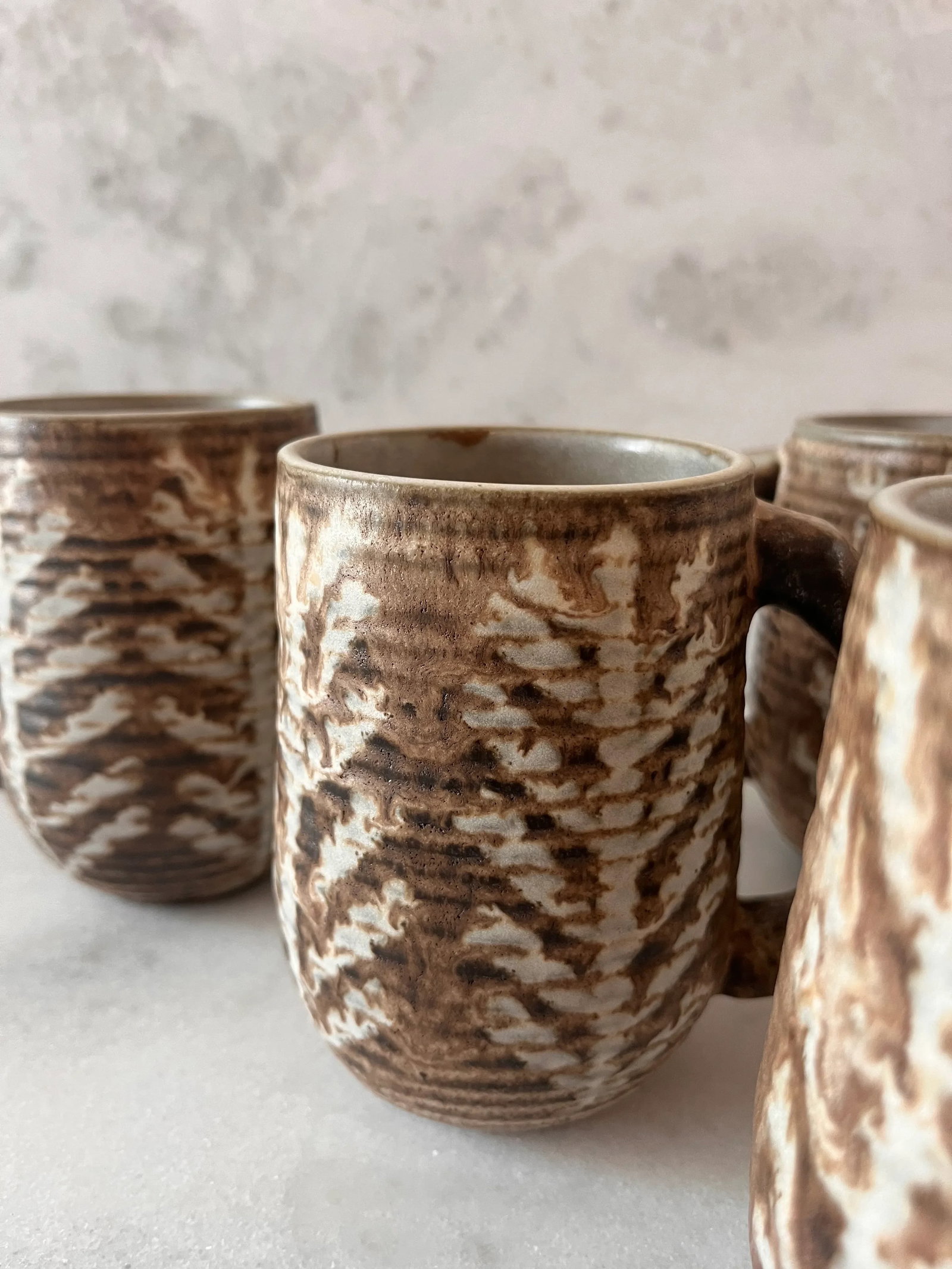 Set of 4 Mid Century Ceramic Glazed Stoneware Coffee Mugs by Design Technics - 5