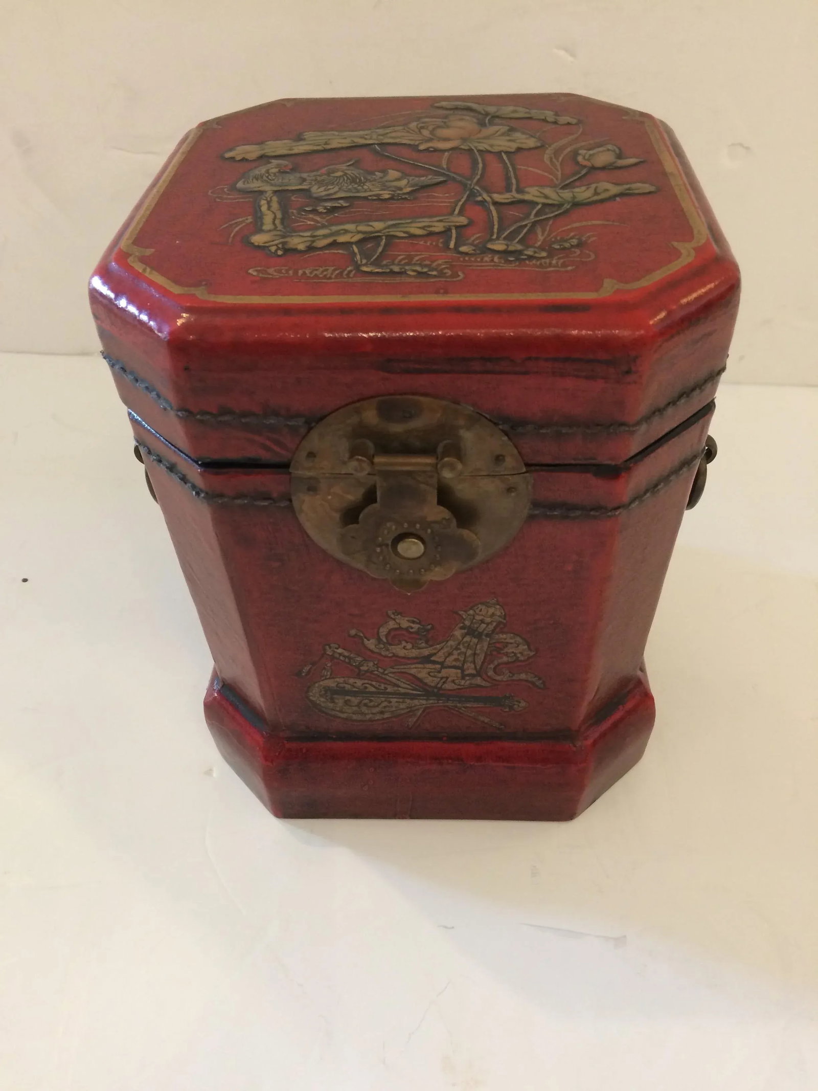 Chinoiserie Leather Embossed Decorative Box - 13