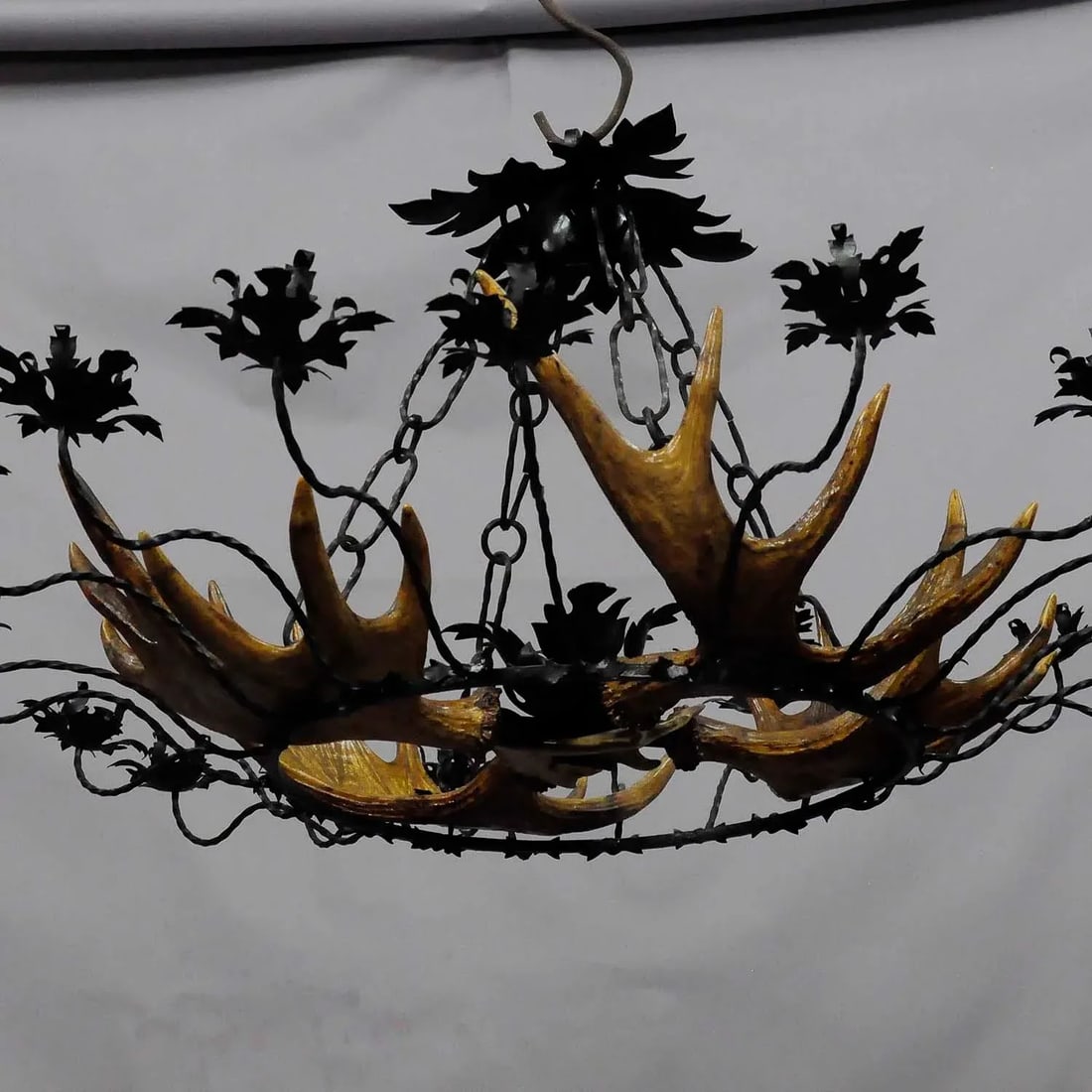 Vintage Antler Chandelier With Forged Iron Suspension - 5