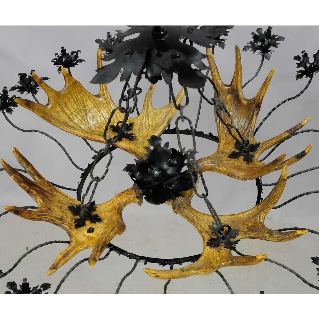 Vintage Antler Chandelier With Forged Iron Suspension - 8