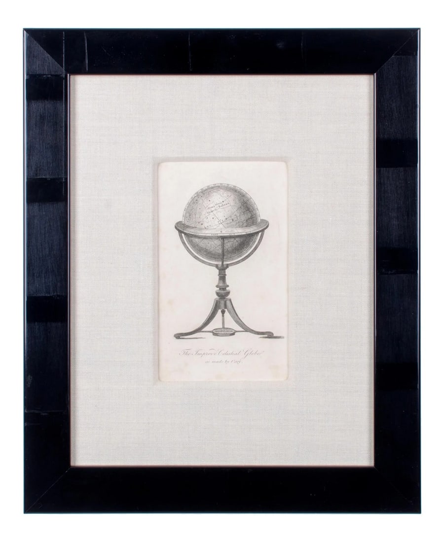 Cary Celestial Globe Antique Print: Offered is a framed antique copperplate engraving entitled "The Improved Celestial Globe as made by Cary". Sight 5 Â½ by 8 Â½ inches Frame 13 Â¼ by 16 Â¼