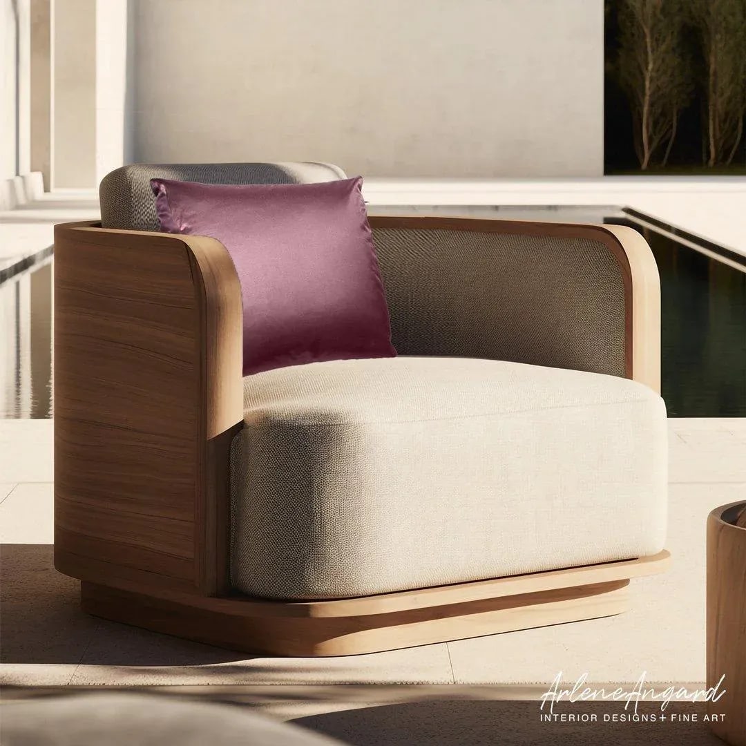 American Pink Silk Contemporary Square Pillow by Arlene Angard - 4