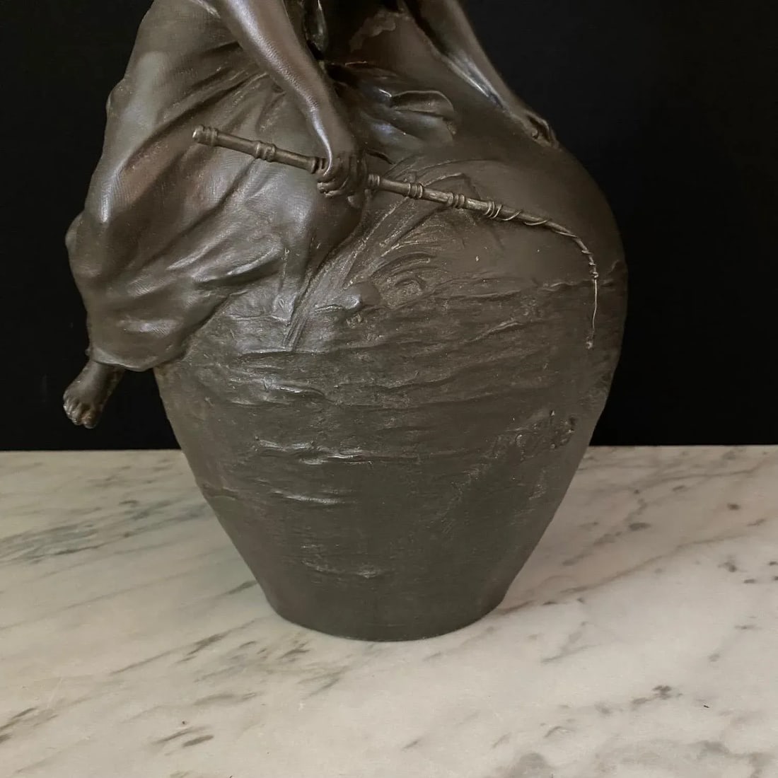 Auguste Moreau Signed French Art Nouveau Sculptural Vases -A Pair - 12