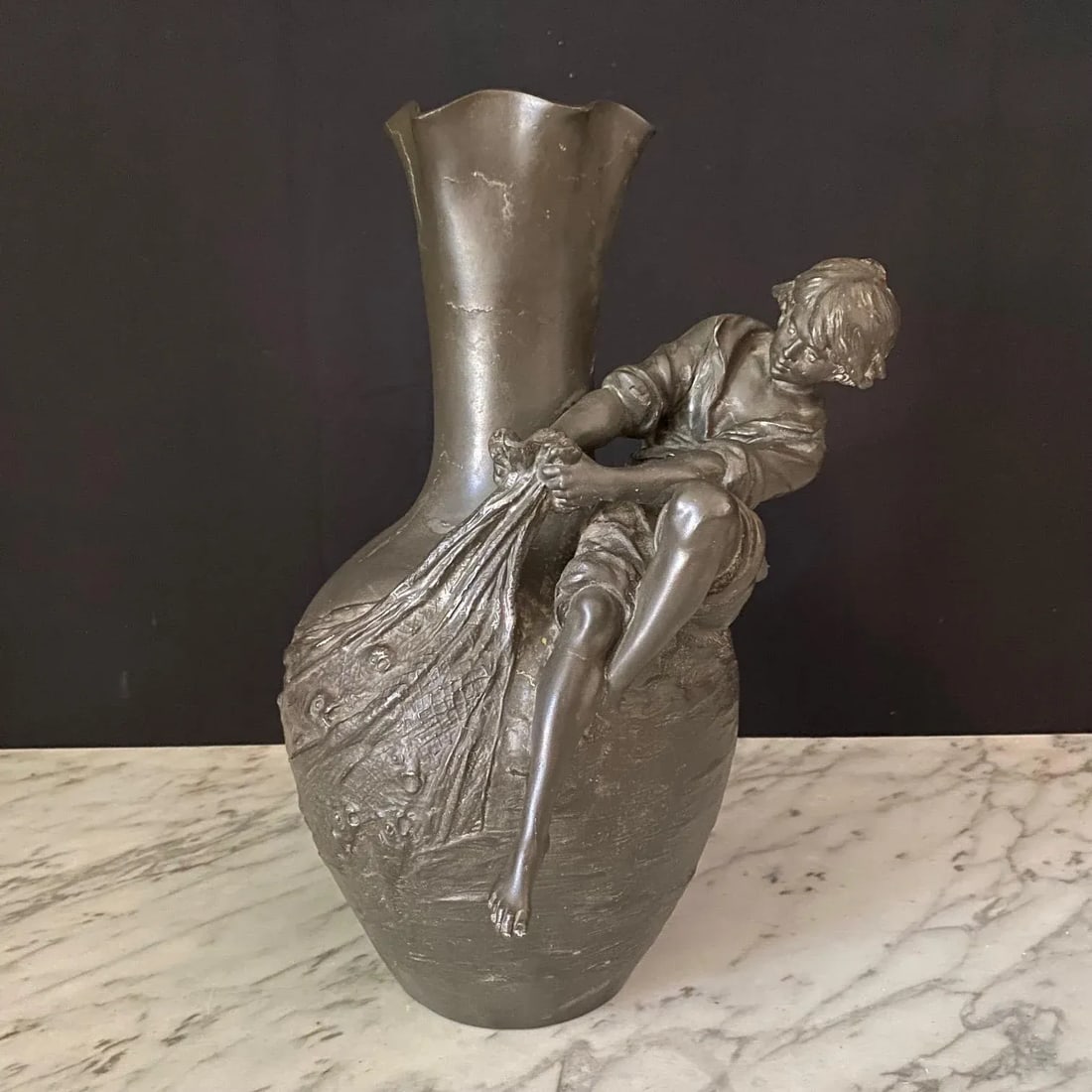 Auguste Moreau Signed French Art Nouveau Sculptural Vases -A Pair - 2