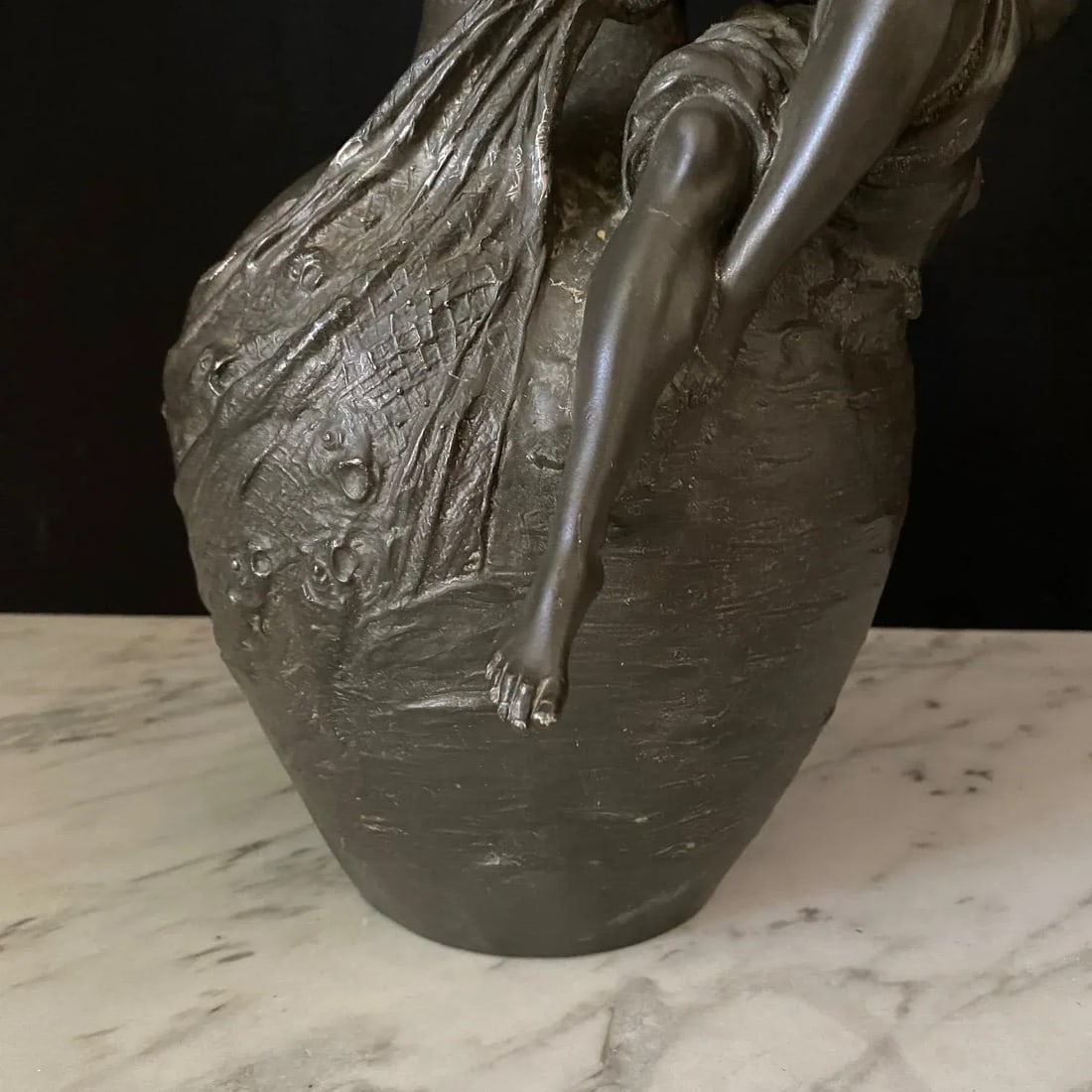 Auguste Moreau Signed French Art Nouveau Sculptural Vases -A Pair - 4