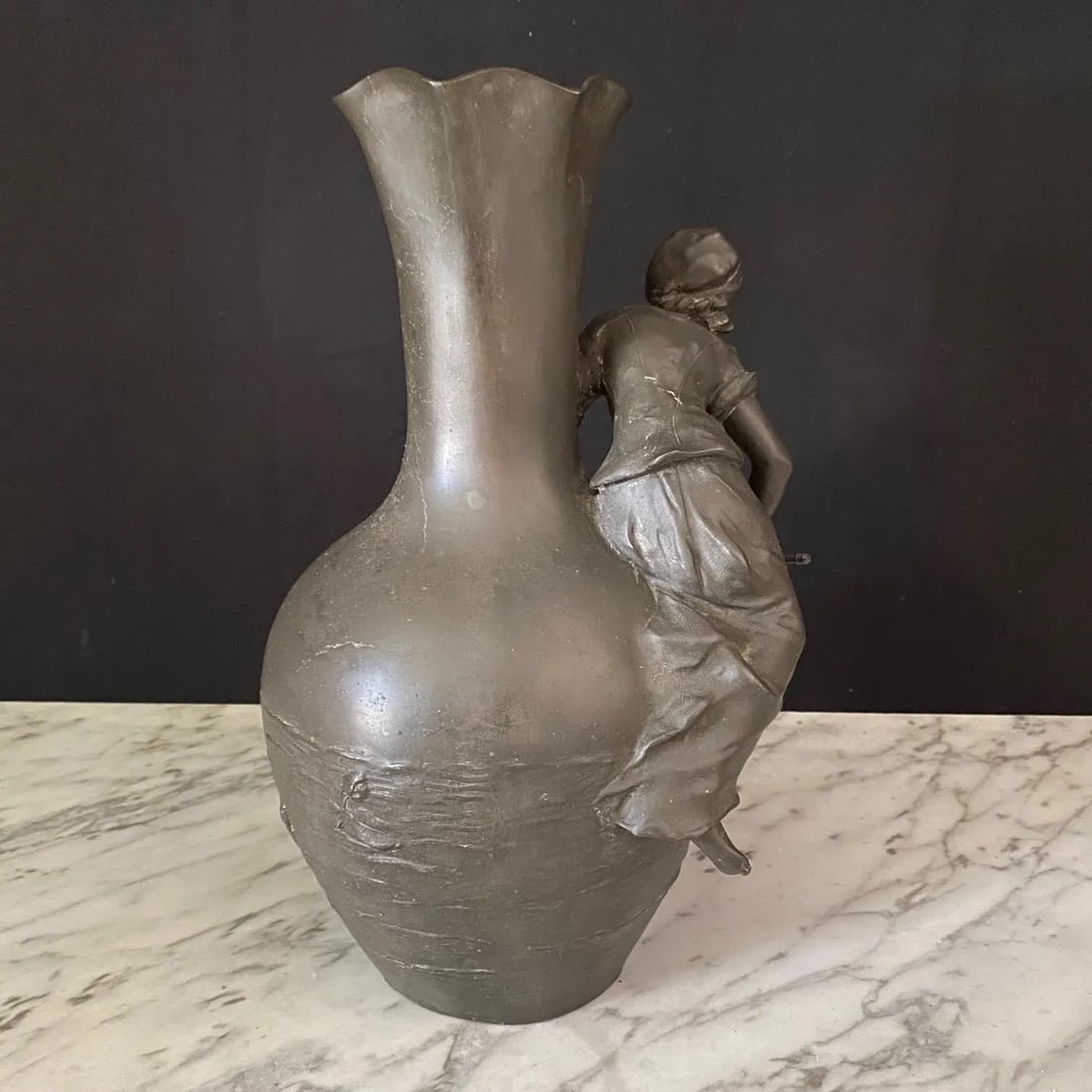 Auguste Moreau Signed French Art Nouveau Sculptural Vases -A Pair - 7