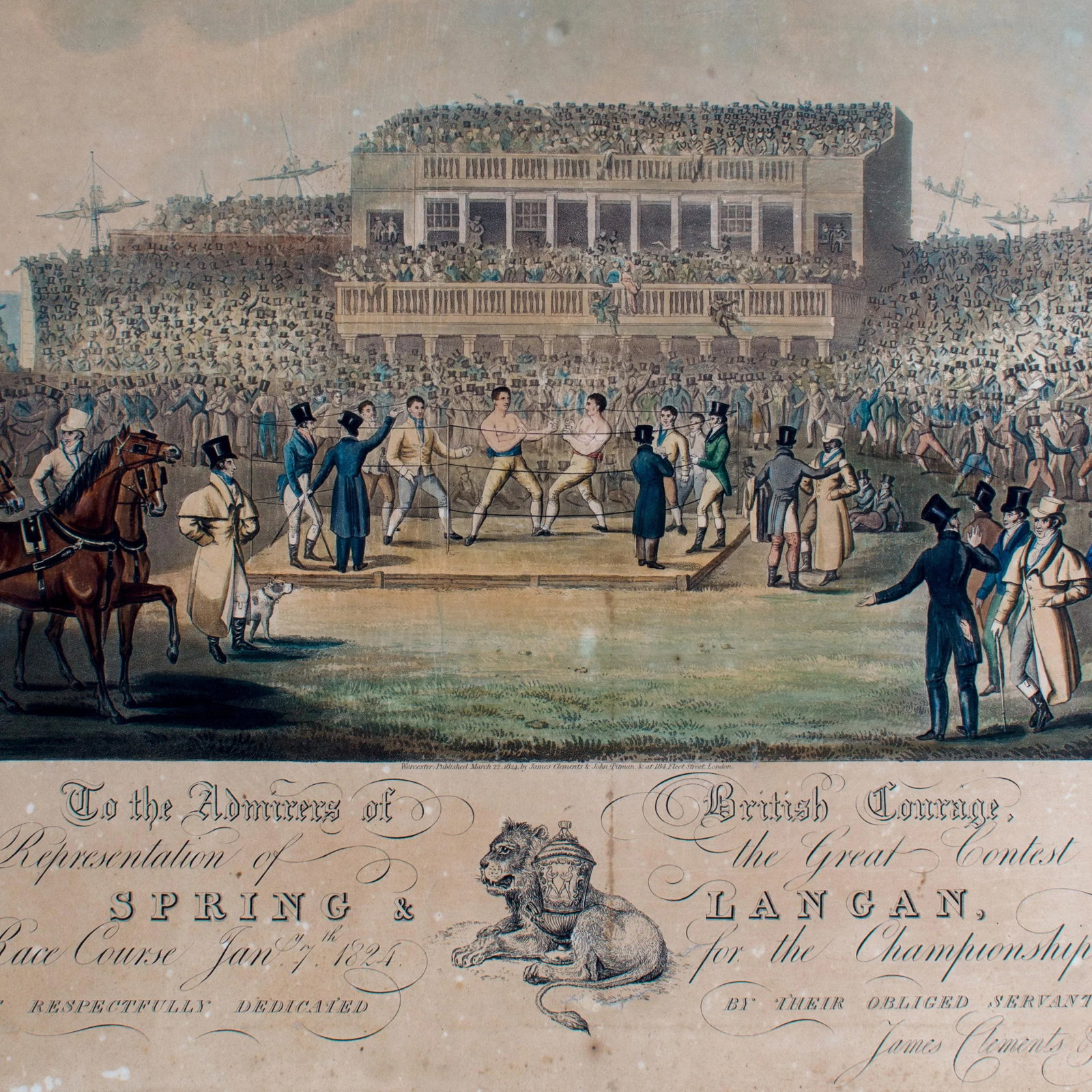 19th Century English Boxing Scene Aquatint Etching Print by Clements & Pitman - 4