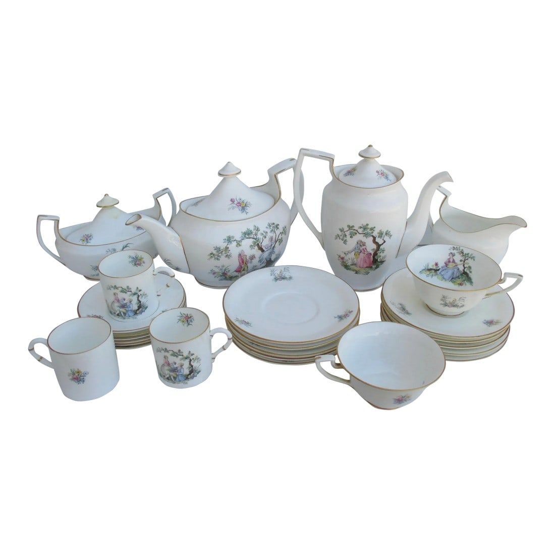 Royal Worcester England Watteau Pattern Coffee Tea Service -A Group of 24 (1 of 11)