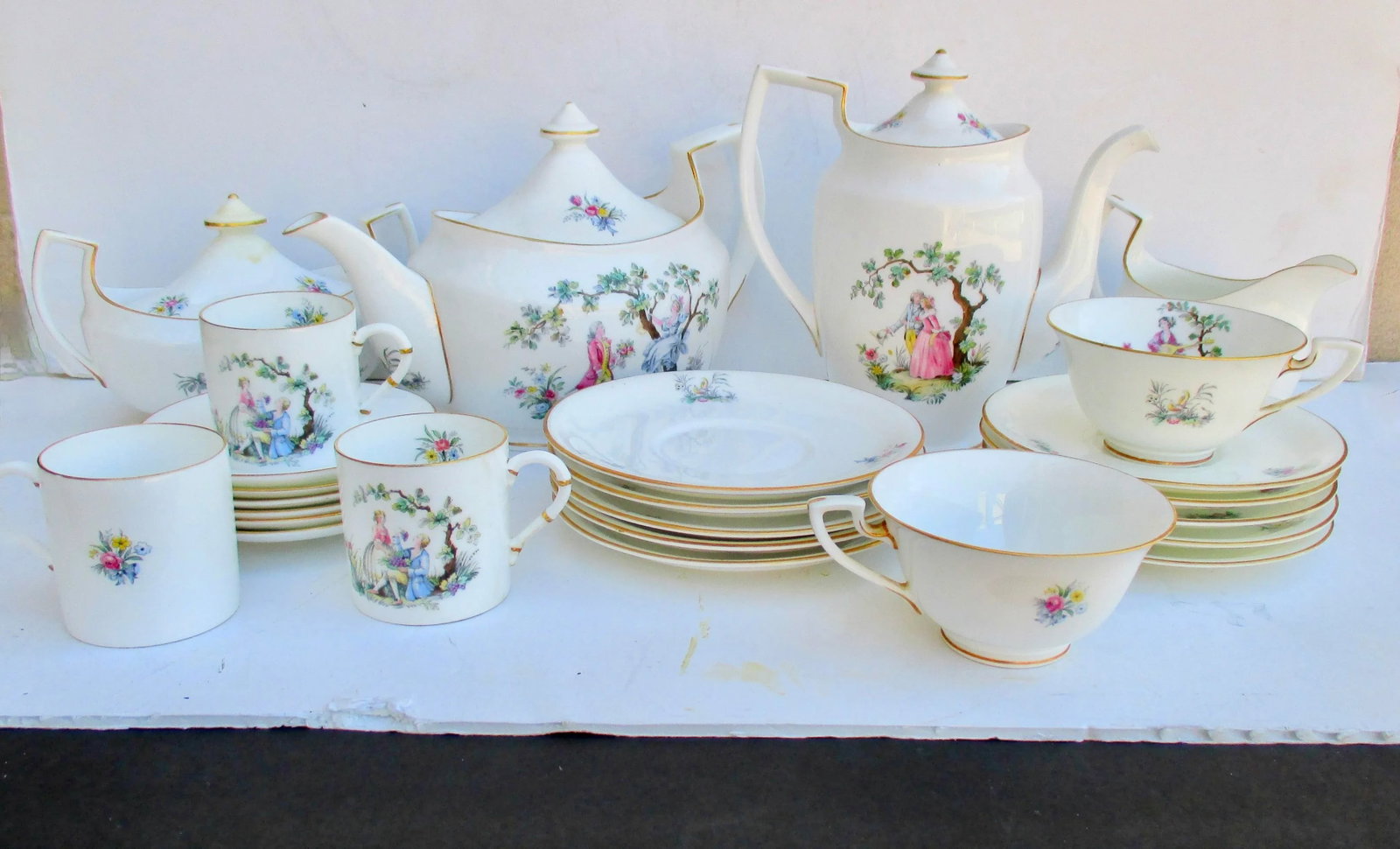 Royal Worcester England Watteau Pattern Coffee Tea Service -A Group of 24 - 2