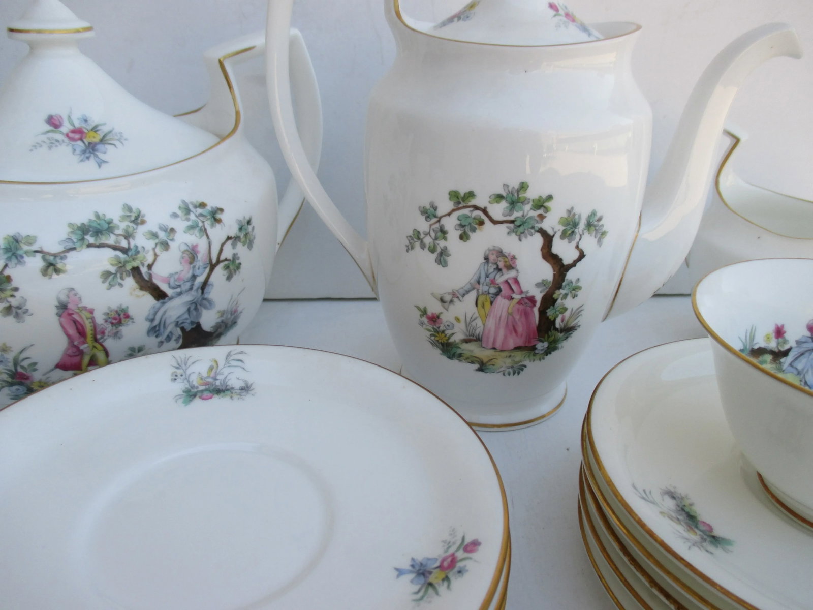 Royal Worcester England Watteau Pattern Coffee Tea Service -A Group of 24 - 6