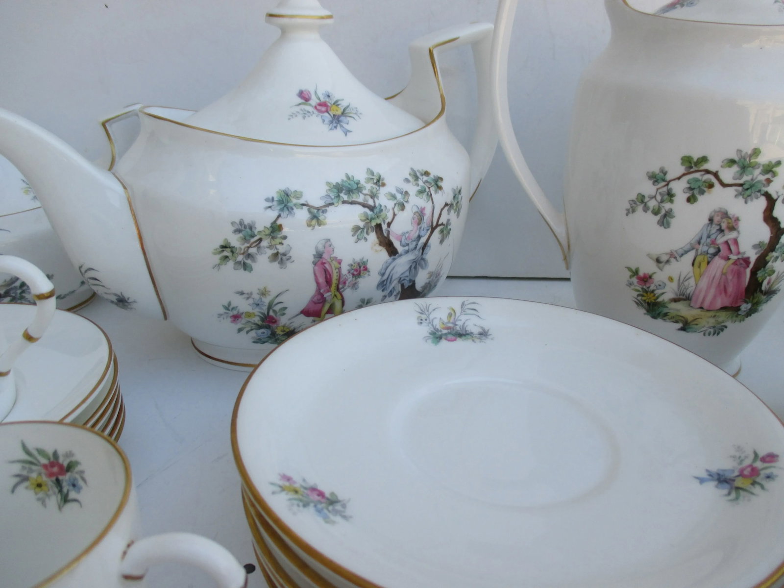 Royal Worcester England Watteau Pattern Coffee Tea Service -A Group of 24 - 7