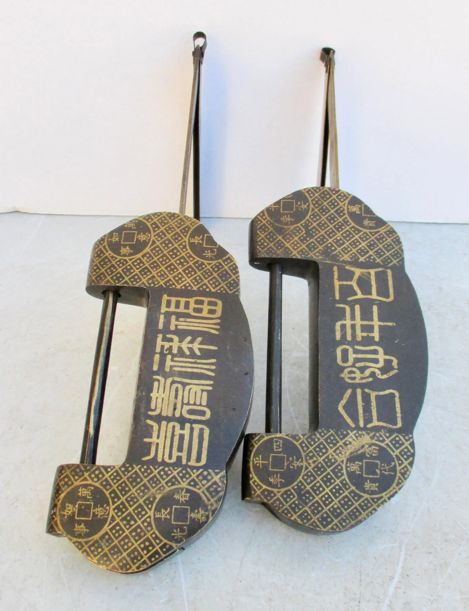 Matching Pair of Bronze Chinese Padlocks- Pair of 2 - 2