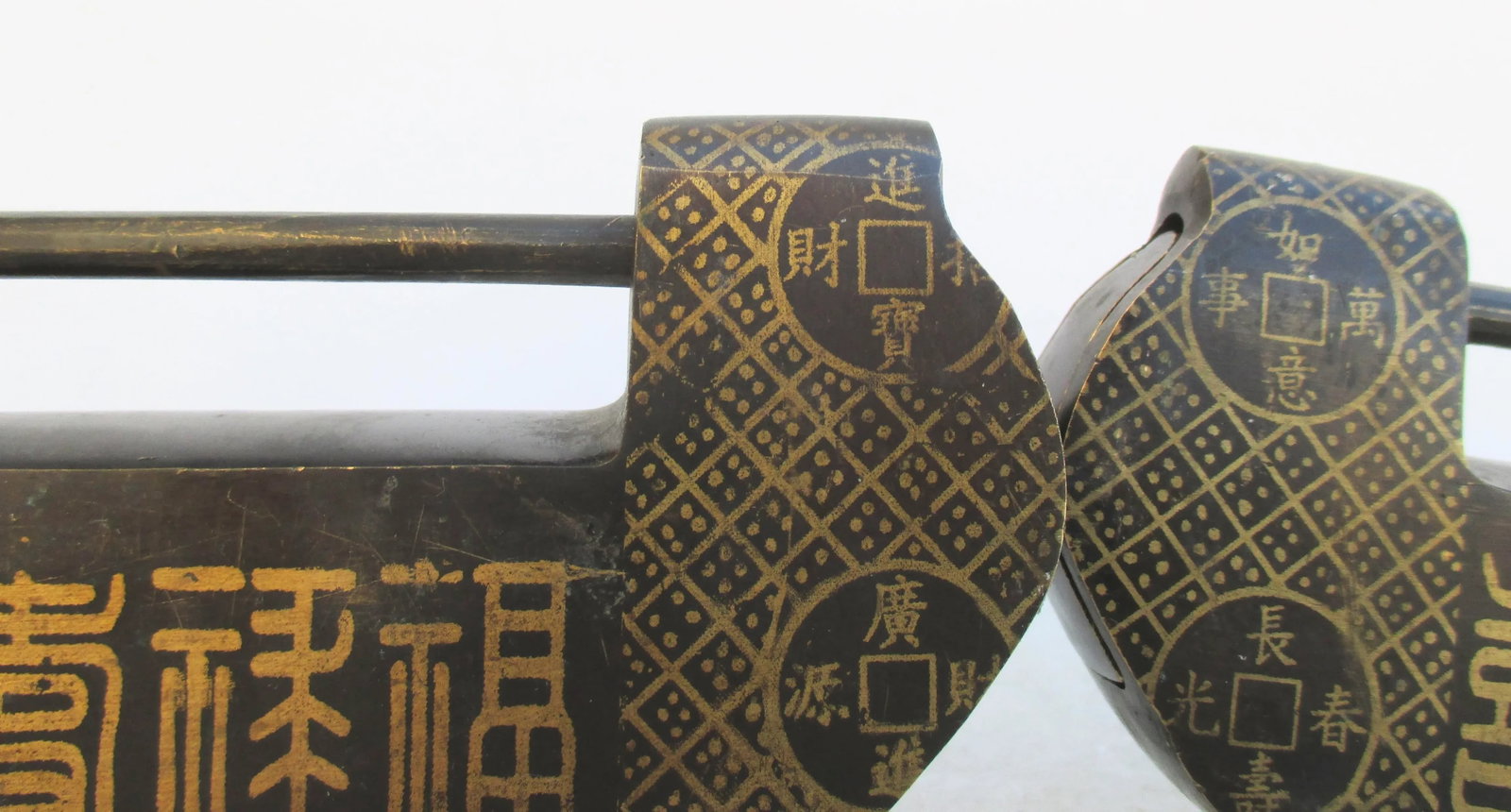 Matching Pair of Bronze Chinese Padlocks- Pair of 2 - 7