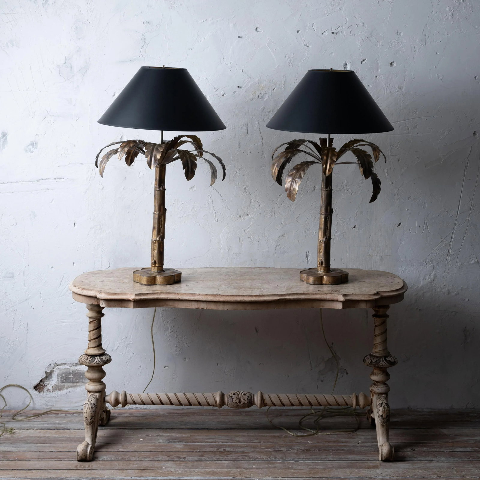 Niermann Weeks Palm Tree Table Lamps - a Pair - 4