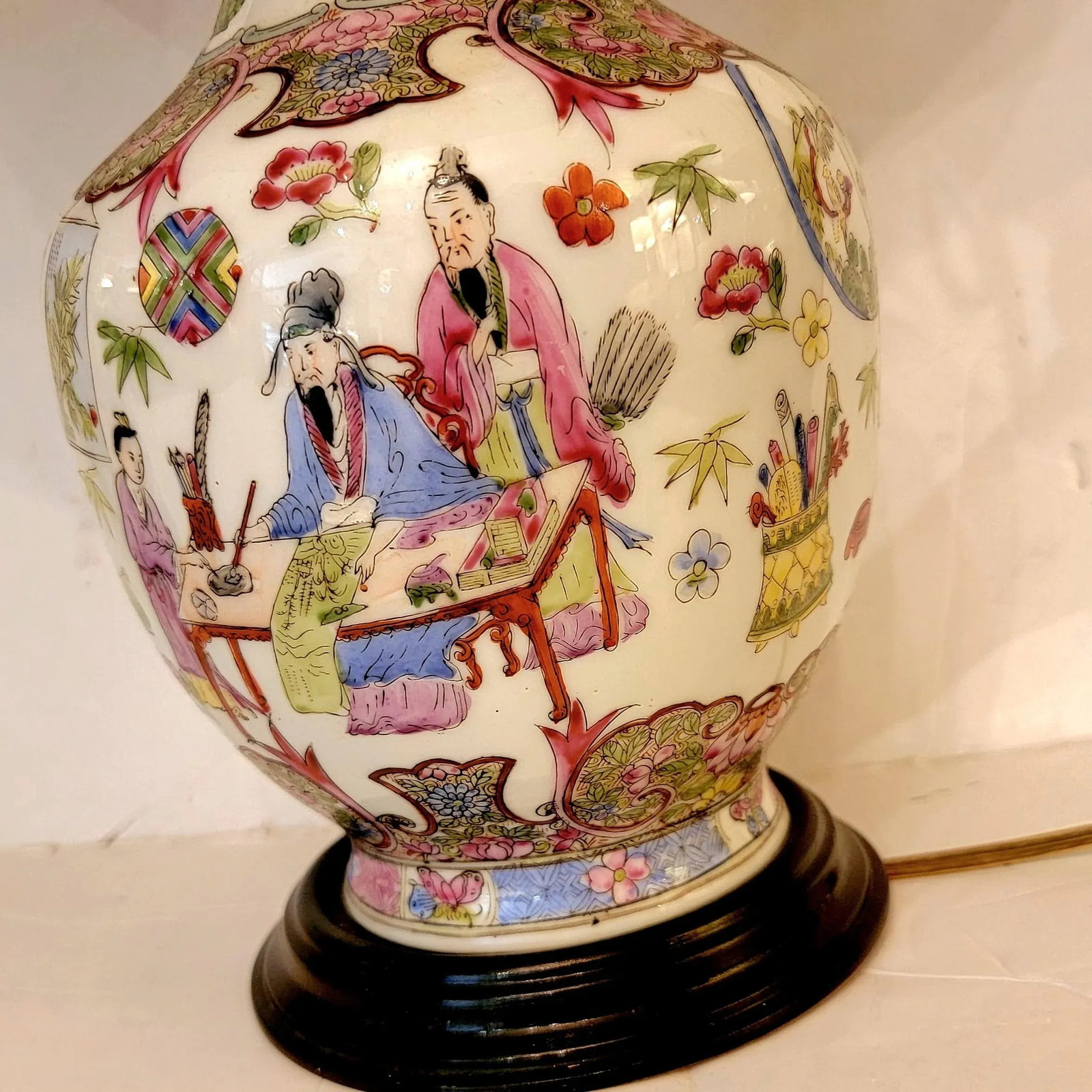 Vintage Famille Rose Lamp - 3