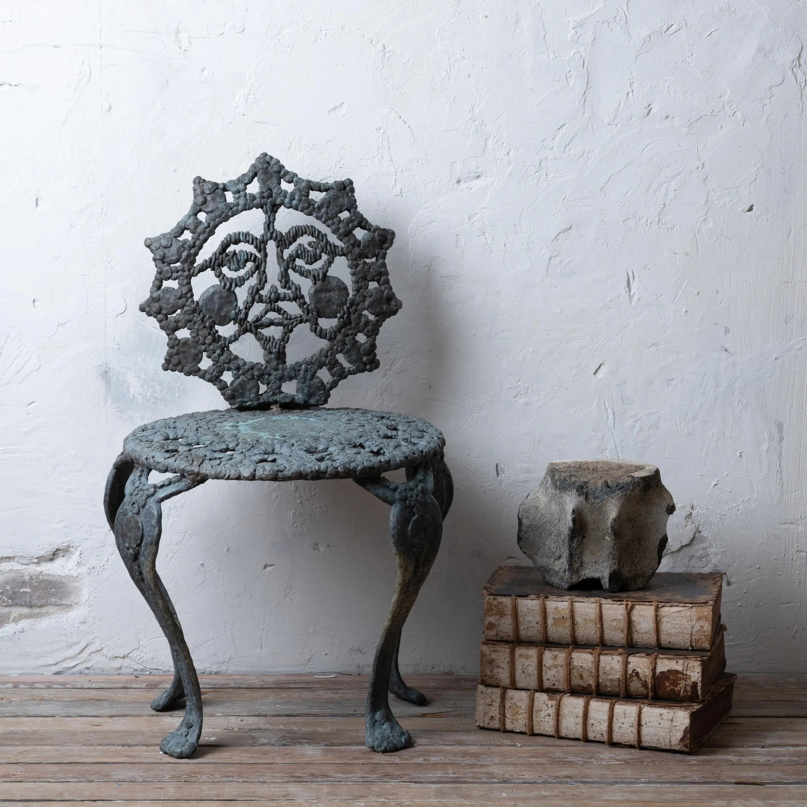Sculpted Bronze Sun Face Chair - 2