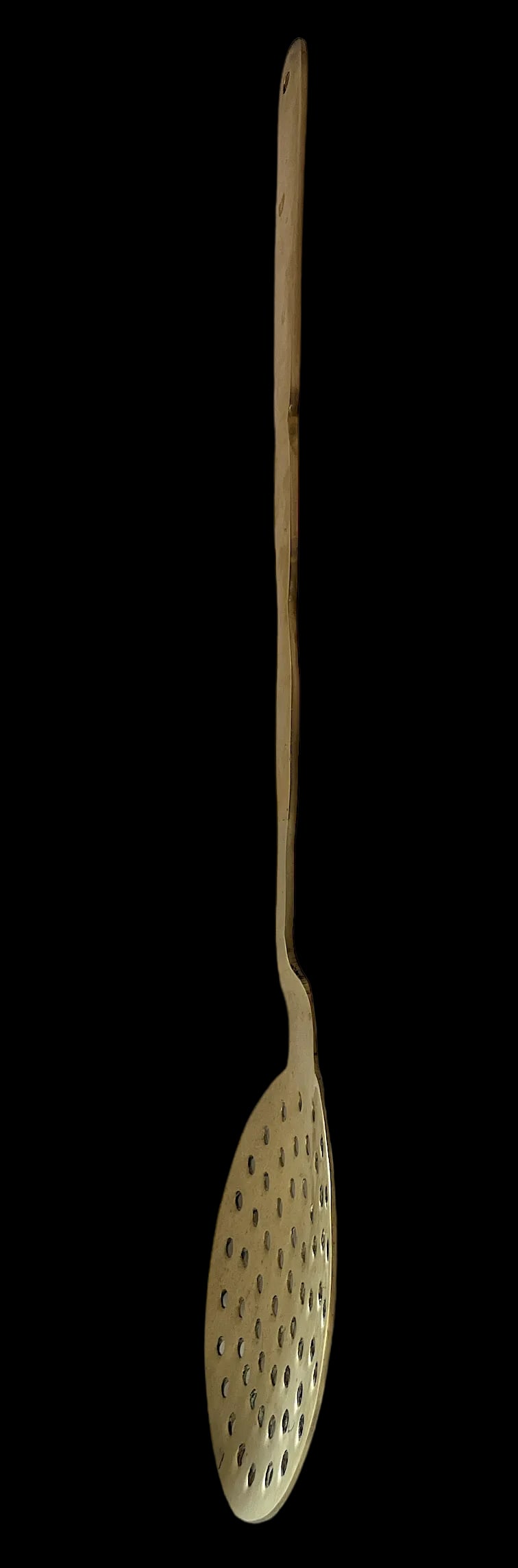 Giant 1970s Solid Forged Brass Skimmer Strainer Slotted Spoon - 4