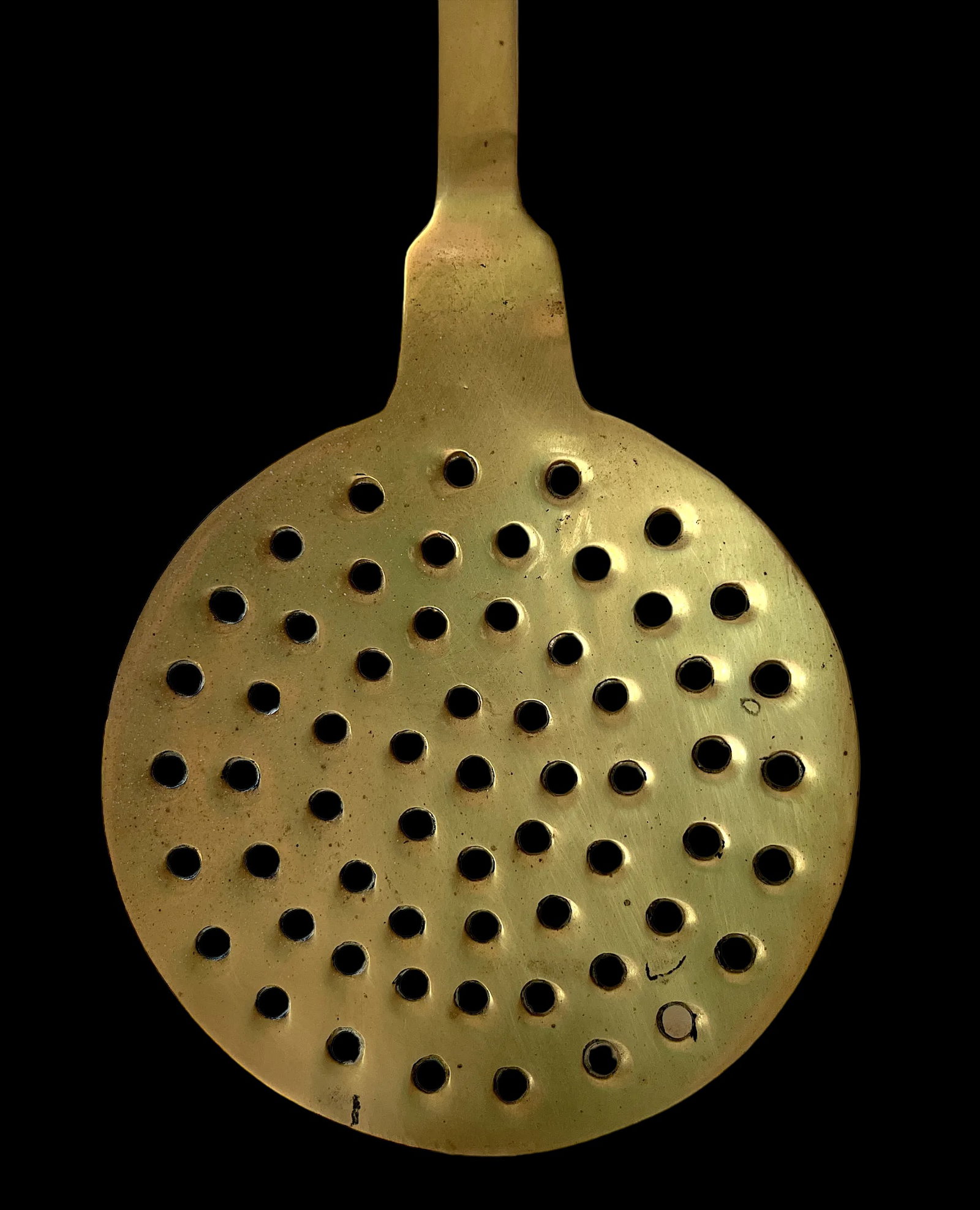 Giant 1970s Solid Forged Brass Skimmer Strainer Slotted Spoon - 5