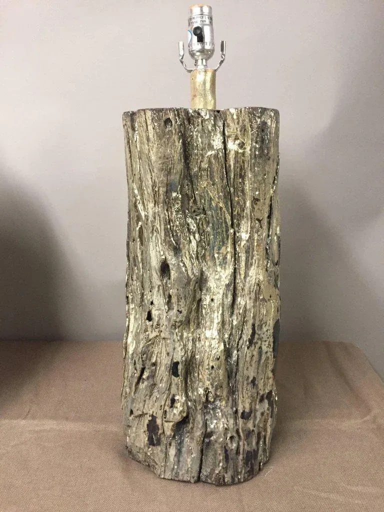 Silvered Giltmetal on Wood Table Lamps - a Pair - 5