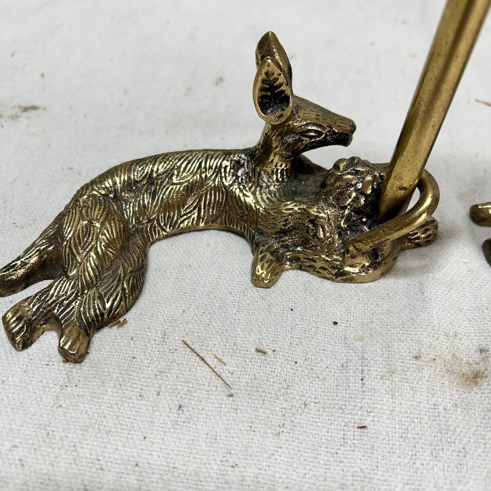 Laying Deer Brass Candleholders - a Pair - 4
