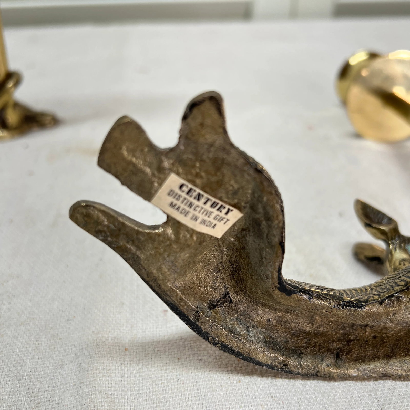 Laying Deer Brass Candleholders - a Pair - 5