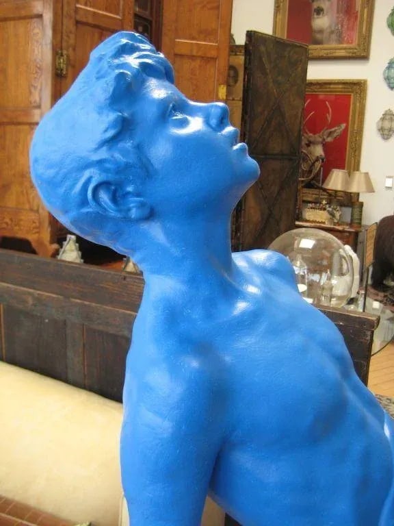 1950s Vintage Life-Sized Yves Klein Blue Boy Statue - 5
