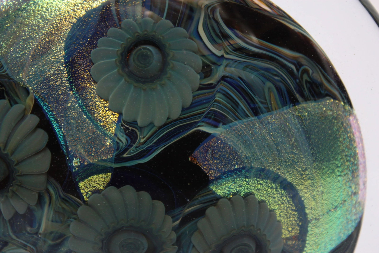 Robert Eickholt Art Glass Floral Paperweight - 10