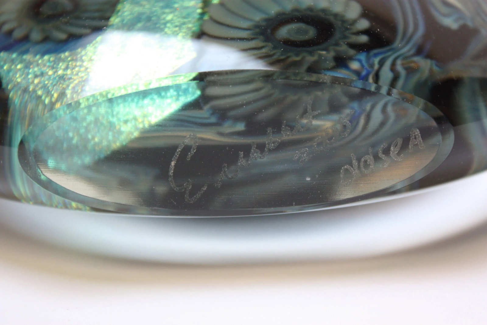 Robert Eickholt Art Glass Floral Paperweight - 6