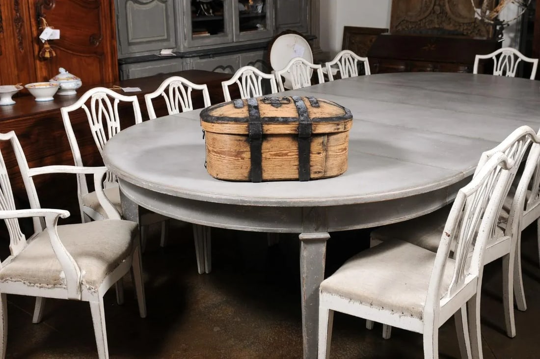 Swedish 1790s Rustic Oval Top Wooden Box with Iron Accents and Distressed Patina - 3