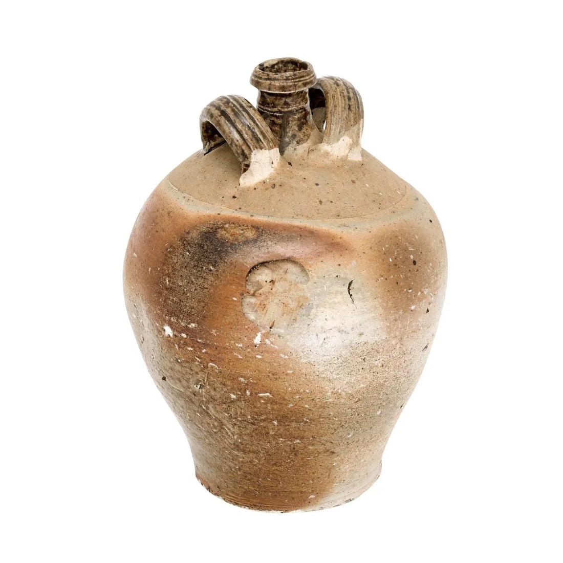 French 19th Century Double Handled Brown Glaze Pottery Jug with Rustic Character - 5