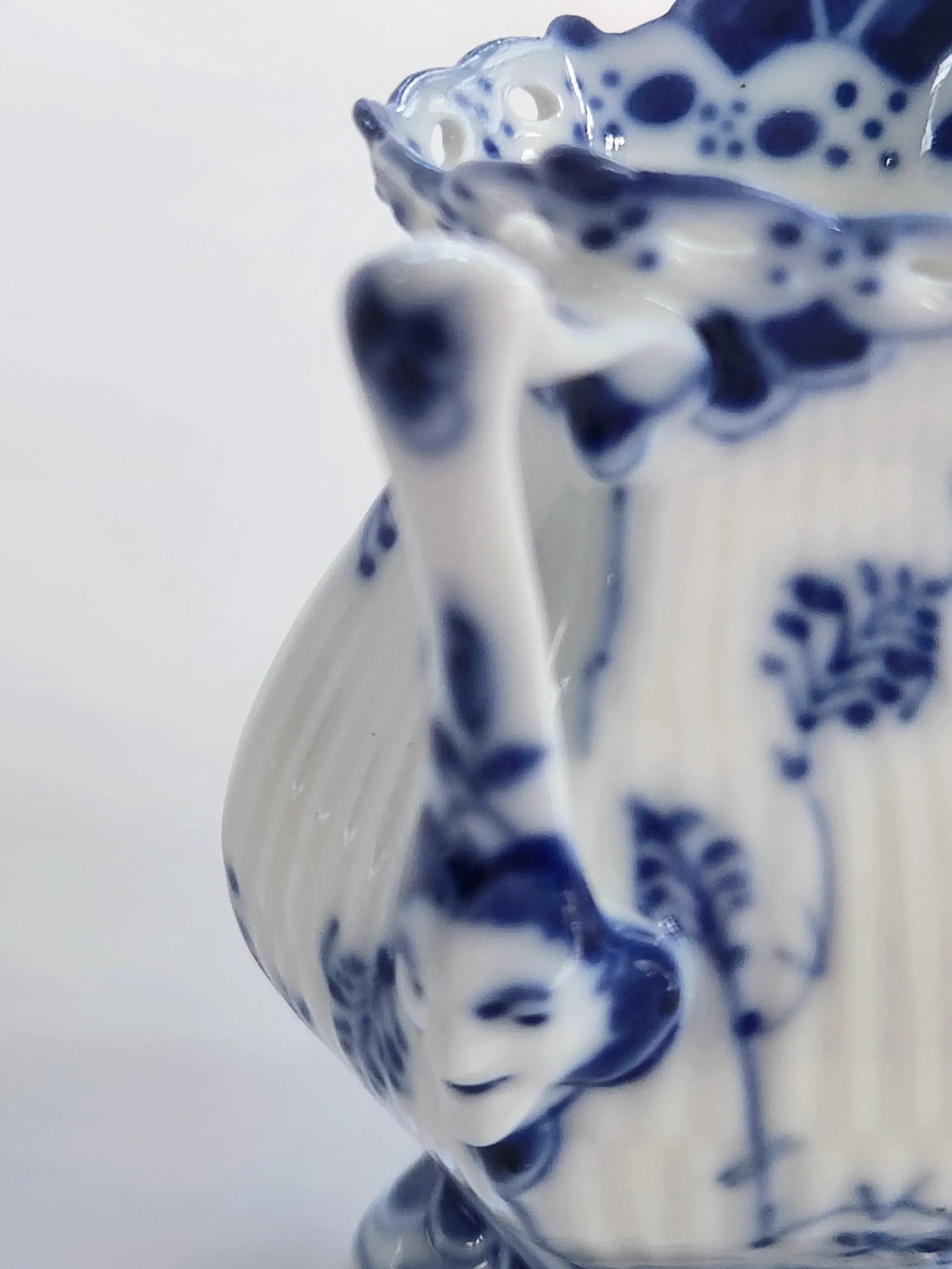 1970s Royal Copenhagen Blue Fluted Full Lace Creamer, Gargoyles Creamer, Milk Jug - 11