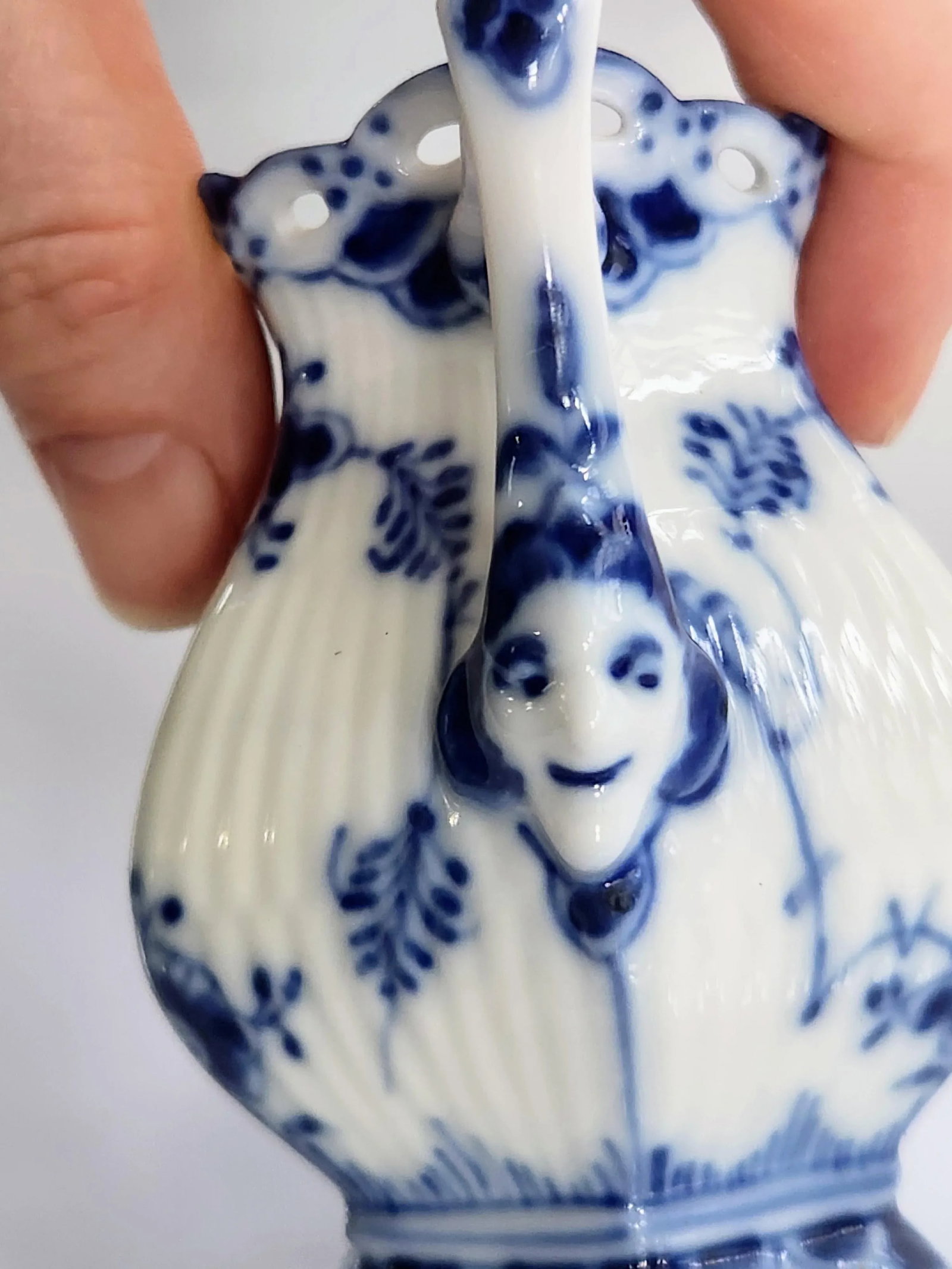 1970s Royal Copenhagen Blue Fluted Full Lace Creamer, Gargoyles Creamer, Milk Jug - 6