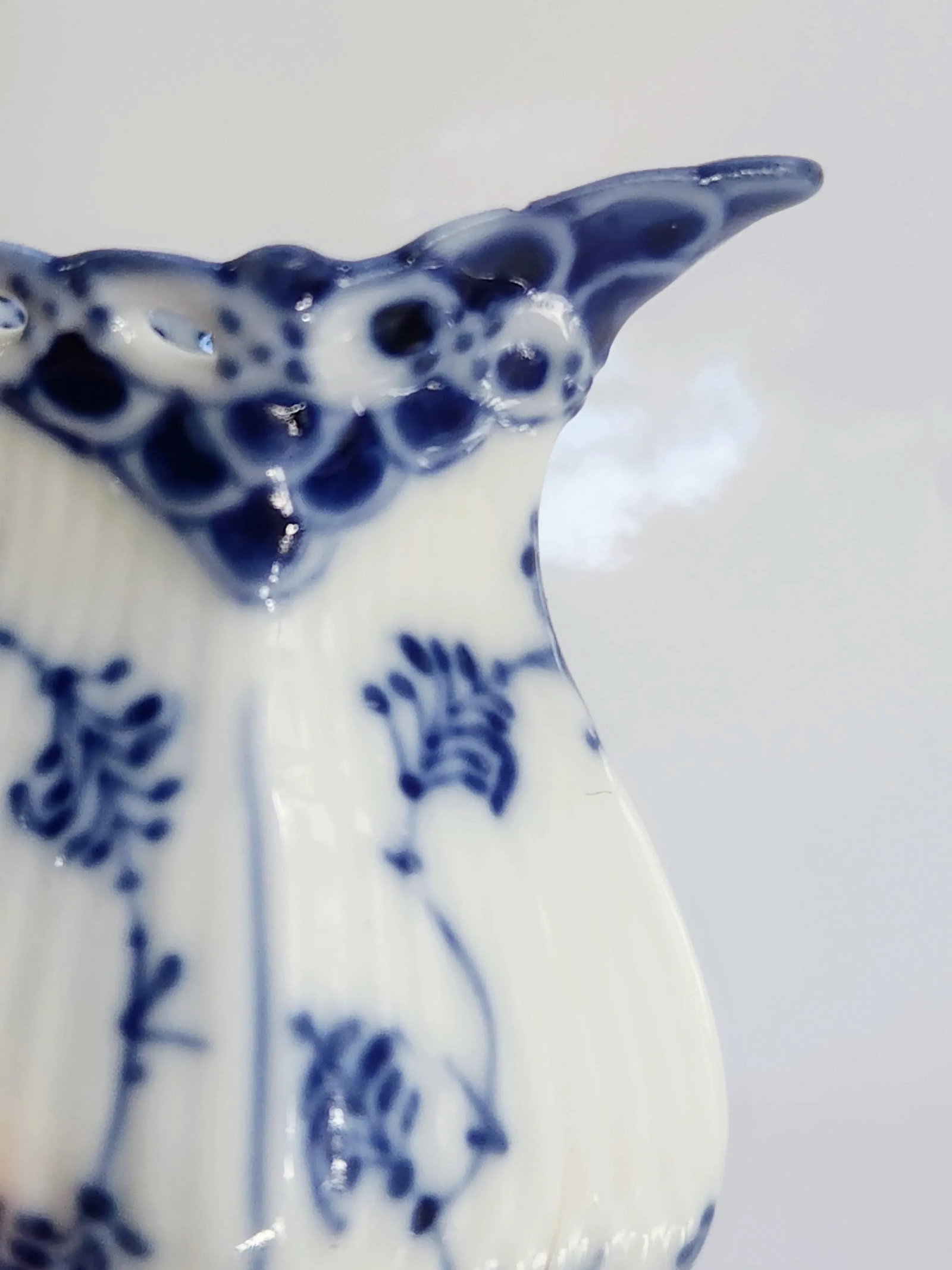 1970s Royal Copenhagen Blue Fluted Full Lace Creamer, Gargoyles Creamer, Milk Jug - 8