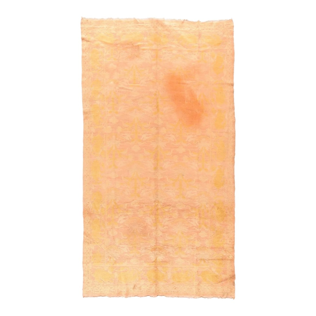 Vintage Spanish Rug 5'9'' x 10'3'': Vintage Spanish Rug 5'9'' x 10'3''. Condition: Alterations: Unknown Imperfections: Some Imperfections Condition Notes: Stain. Dimensions: Height: 0.5 in. Width: 69 in. Depth: 123 in. Category: Rugs