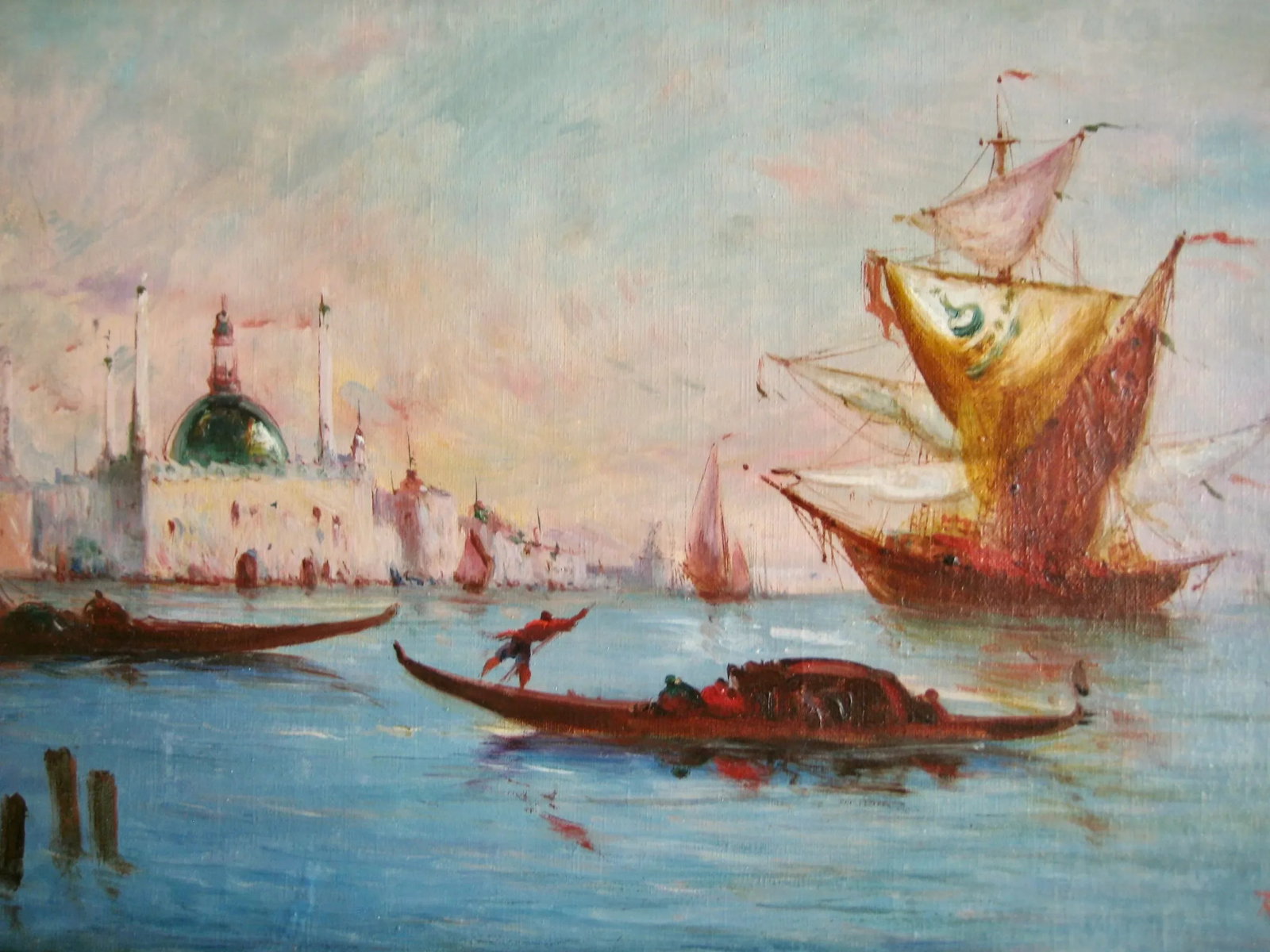 Pair of Venetian Oil Painting - 6