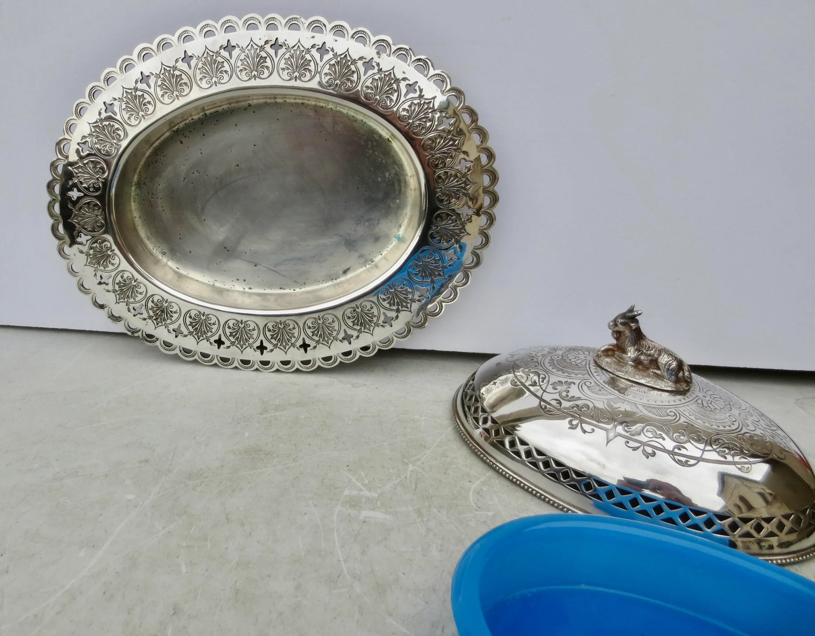 Butter Server Silver Plate Circa 1850 - Set of 3 - 6