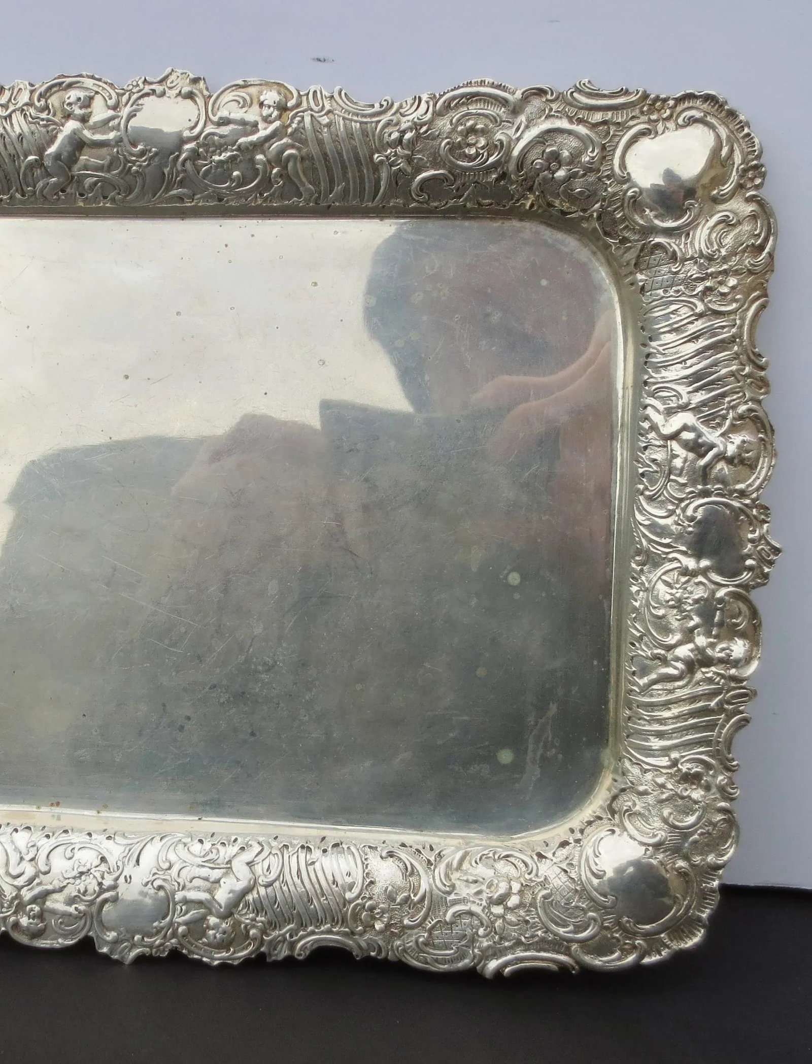Antique Beaux Arts Silver Vanity Tray Circa 1880s' - 5