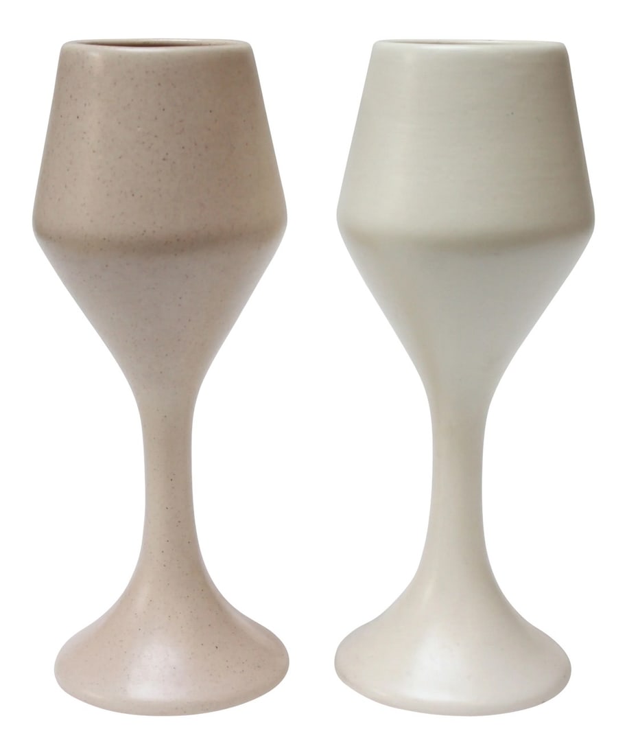 Large Haeger Ceramic Goblets / Chalices in Pink and White - a Pair (1 of 12)