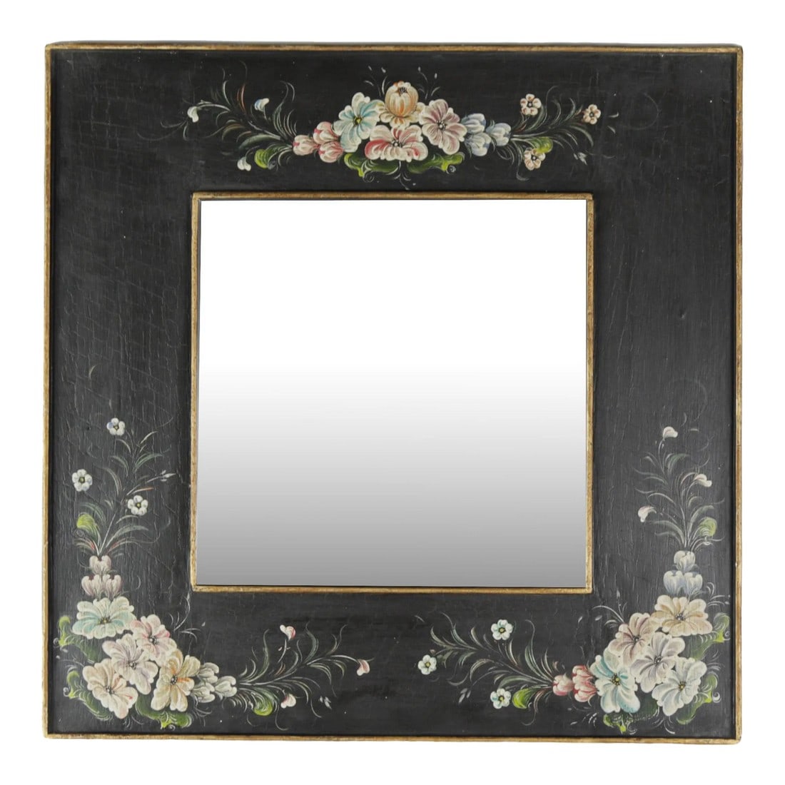 Vintage Hand Painted Floral Wooden Frame Mirror: vintage Hand painted floral wooden frame mirror Condition: Alterations: Original Condition Unaltered Imperfections: Some Imperfections Condition Notes: It is in good general condition with some scuffs