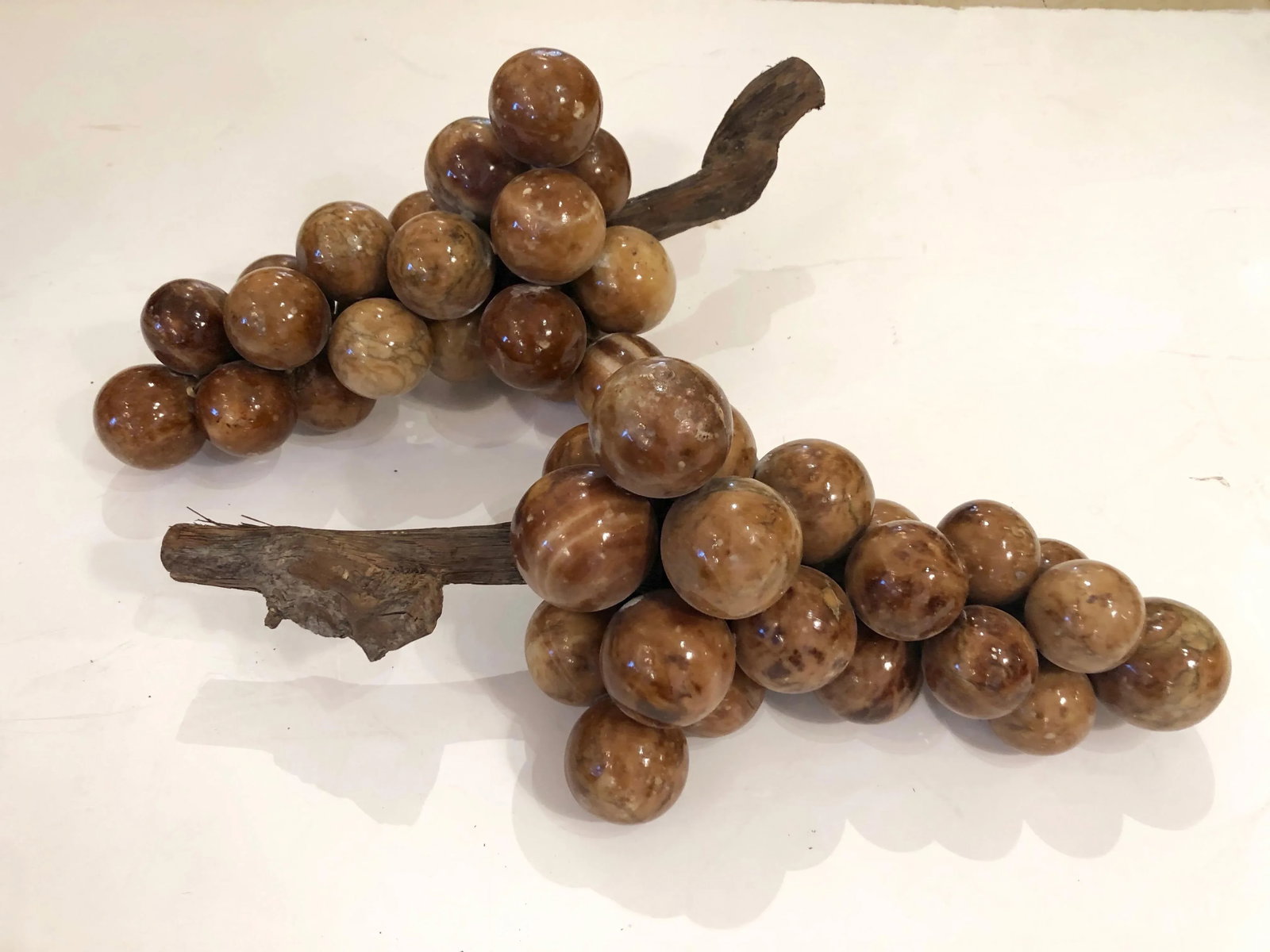 Large Alabaster Grapes Sculptures - a Pair - 8